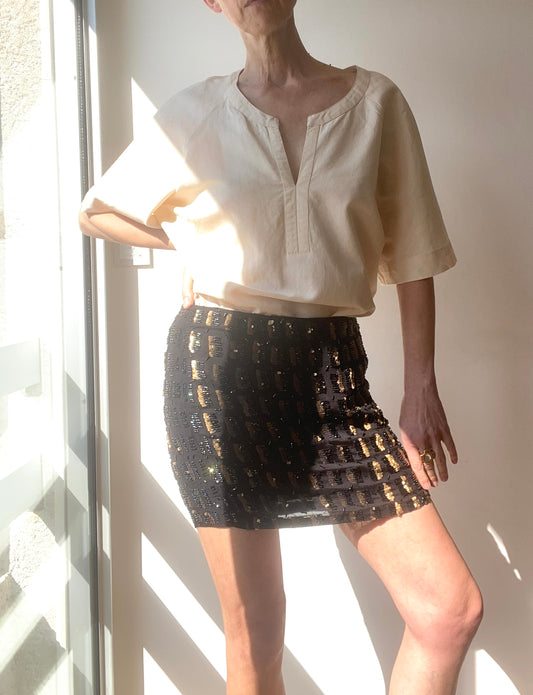 90s "Antik Batik" magical Sequins embroidered Mini Skirt