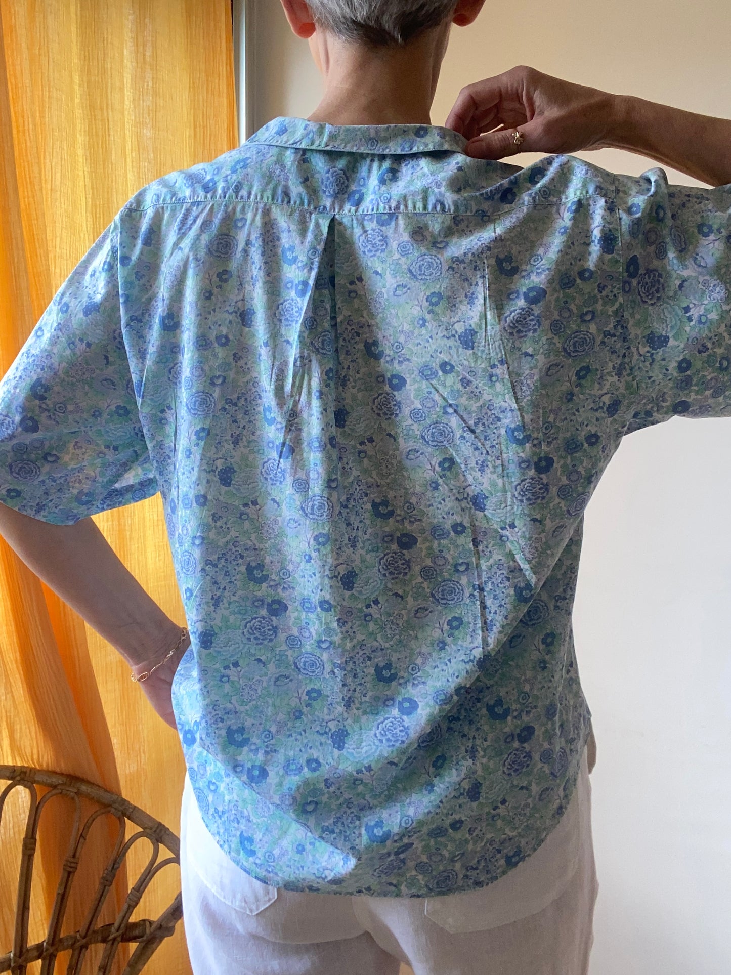90s Cacharel Liberty adorable Chemise col Claudine