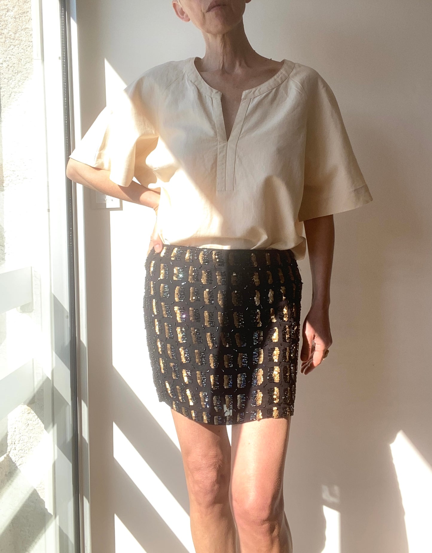 90s "Antik Batik" magical Sequins embroidered Mini Skirt