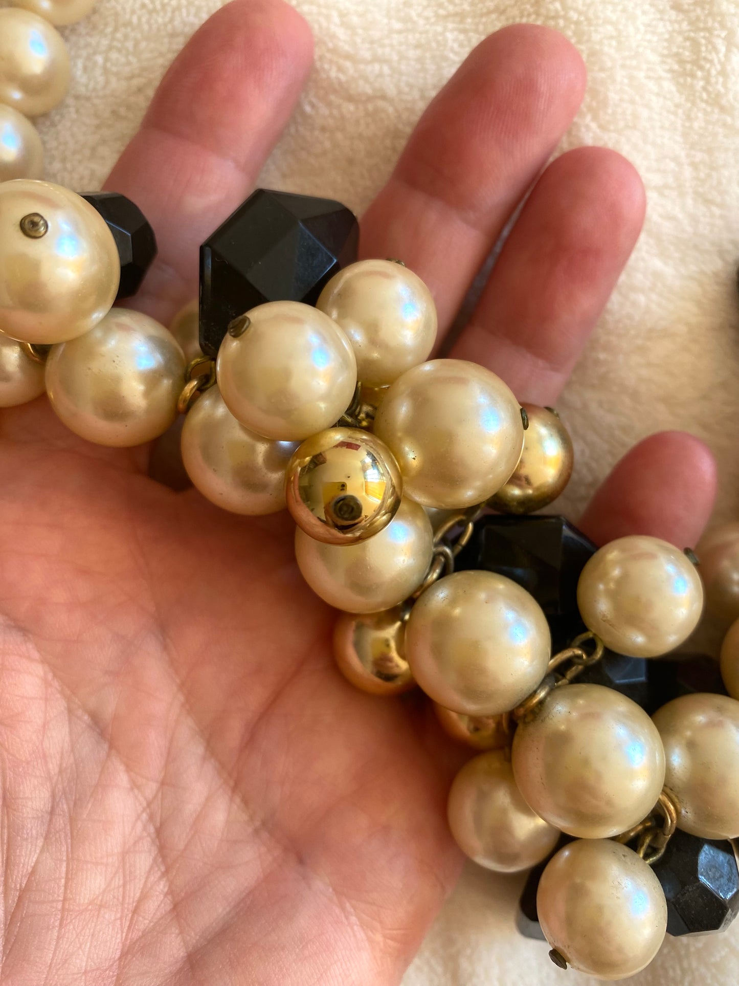 Imitation des perles nacre noire doré collier maximaliste