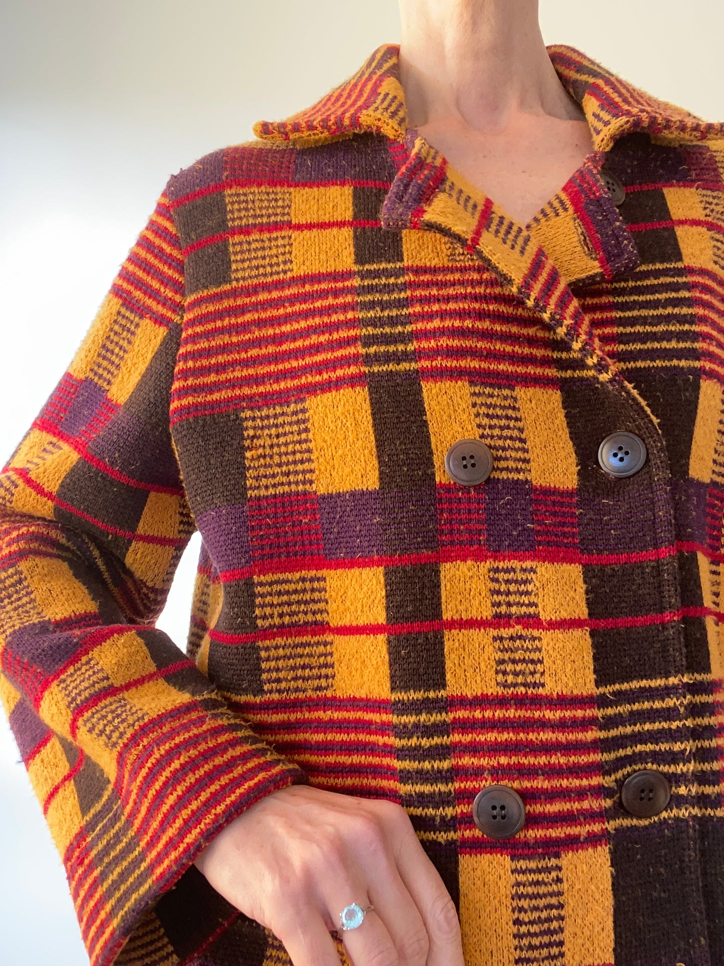 1970s Dorothée Bis Colorful chekered Wool blend Coat