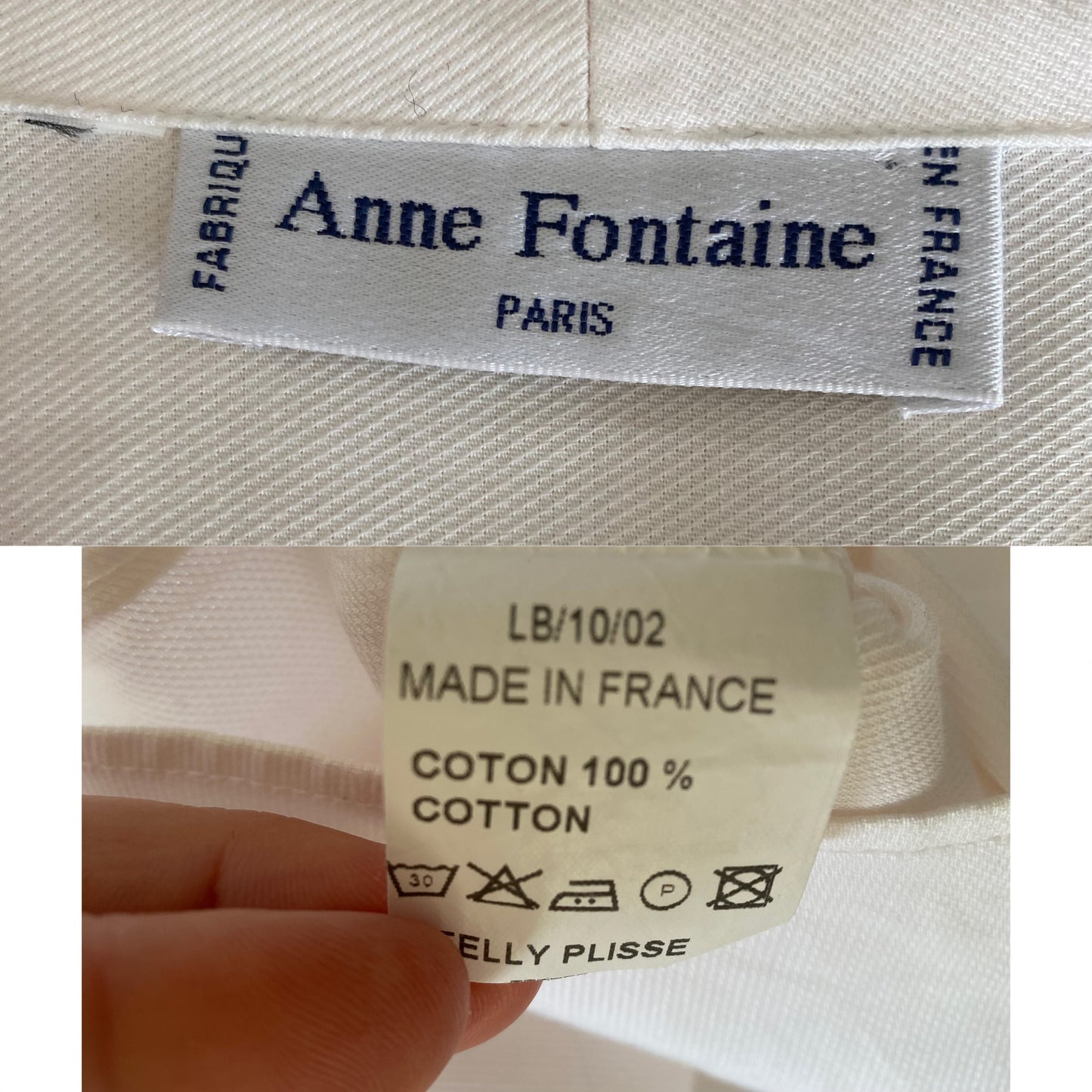 90s Anne Fontaine zip White ribbed cotton