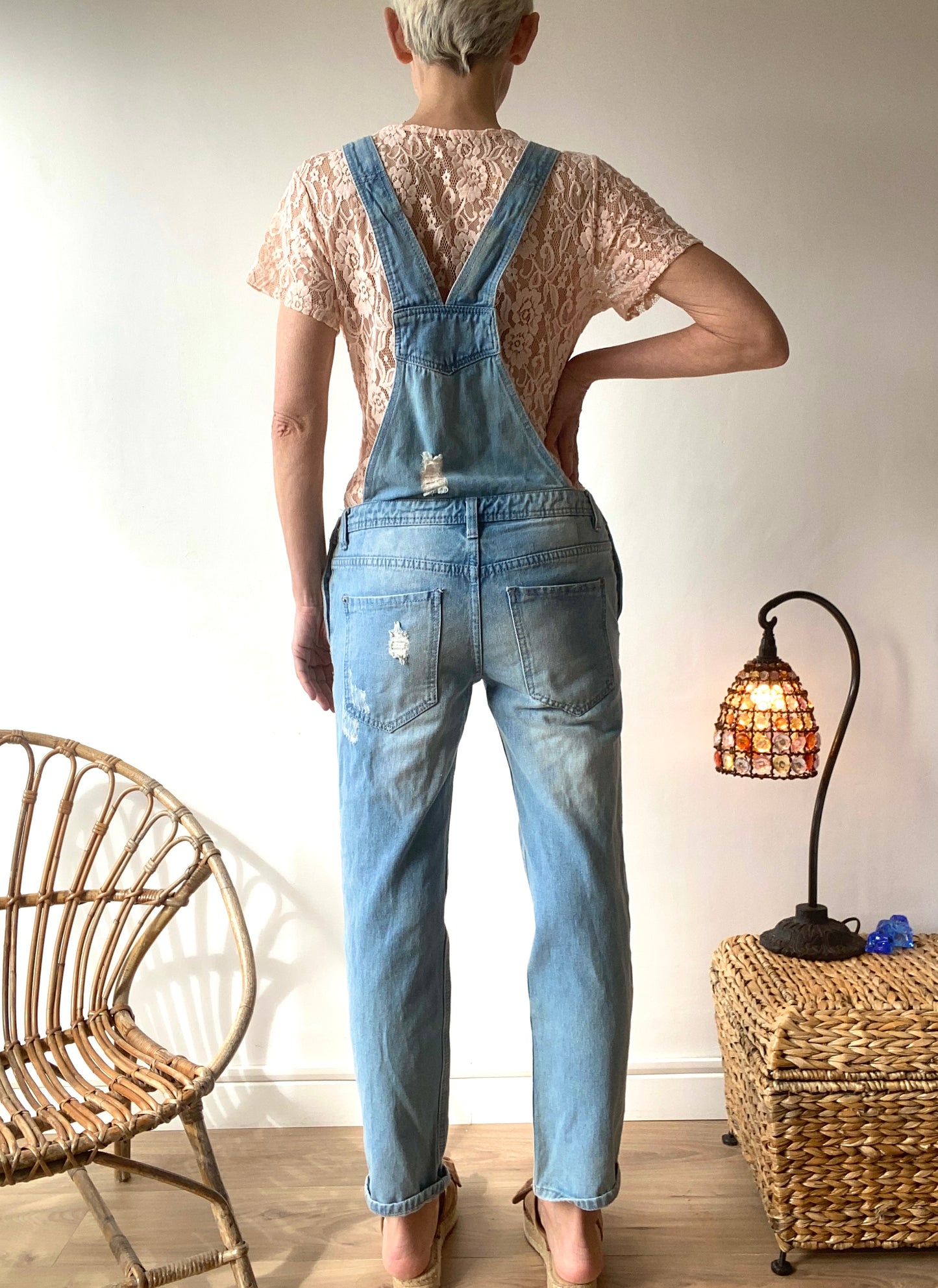 90s Lovely Denim Jumsuit Overalls destroyed