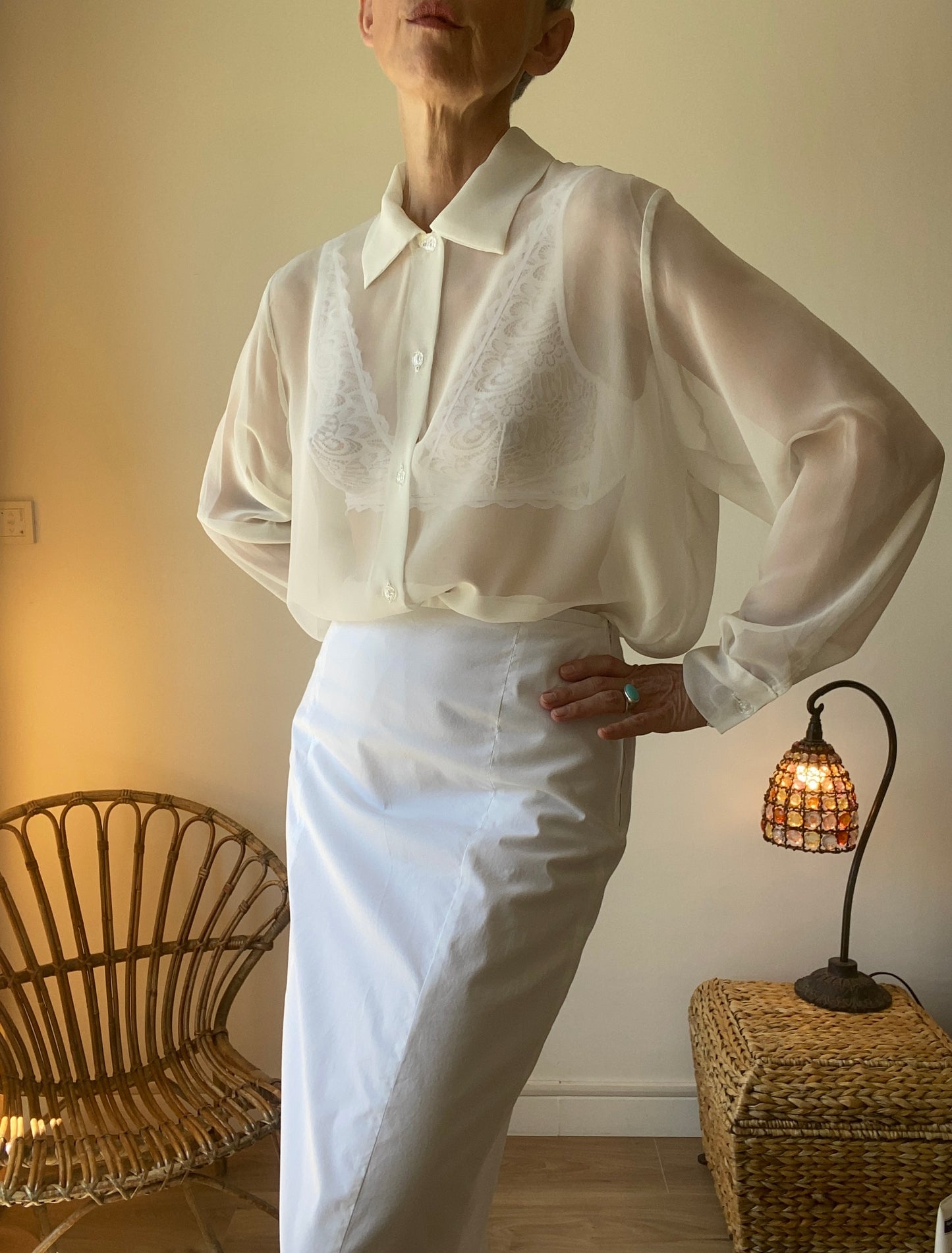 90s Made in France Extraordinaire Chemise oversize transparente