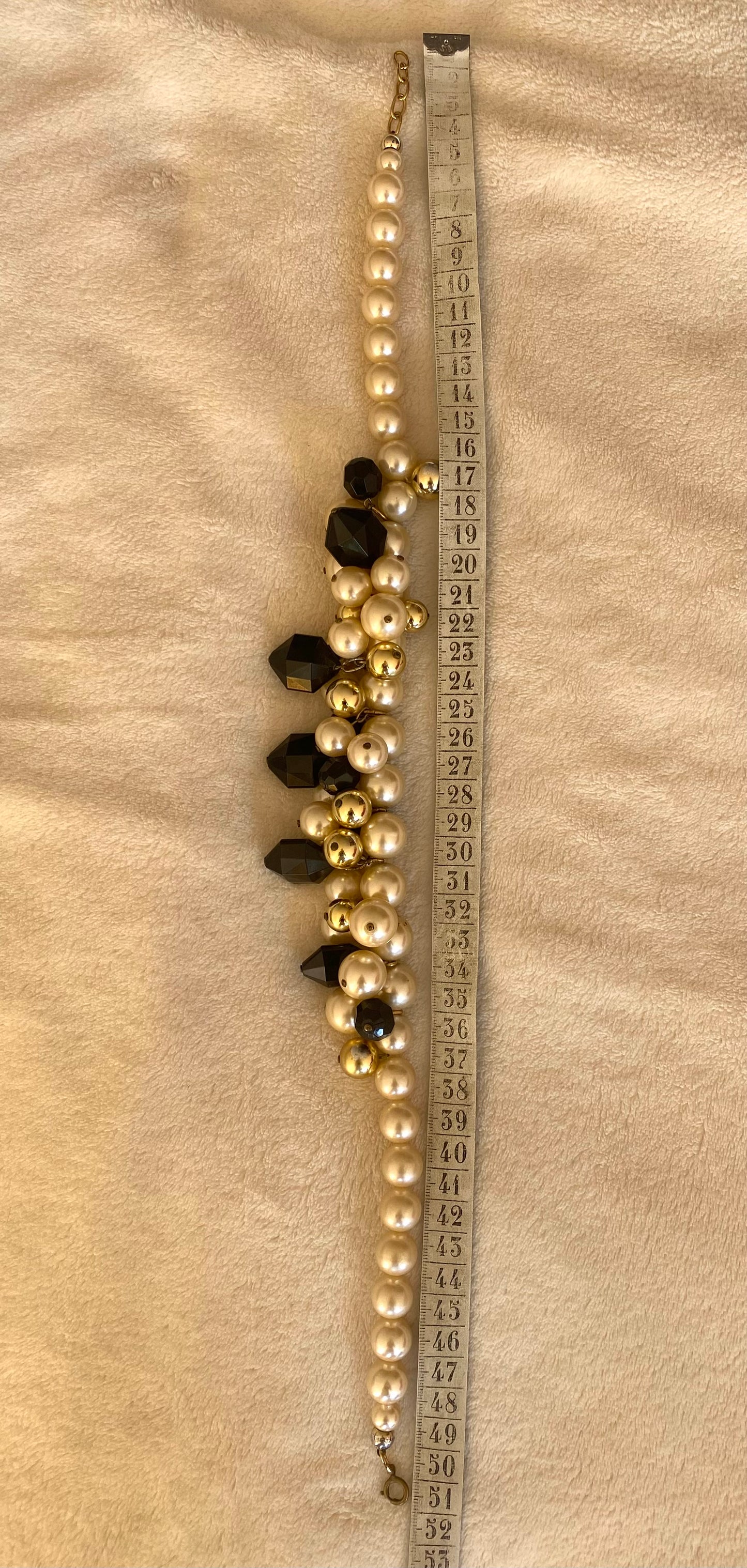 Imitation des perles nacre noire doré collier maximaliste