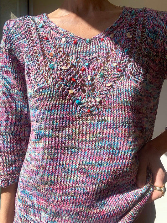 90s Rainbow & Shell Pullover