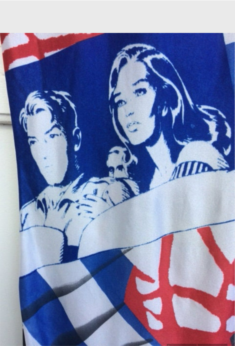 90s Super rare Made in France Mini dress printed with Marvel American comics