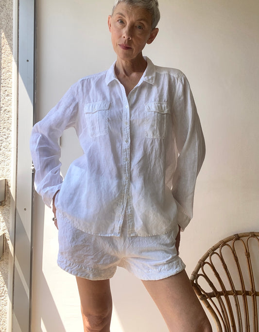 Lin blanc Chemise femme Safari style
