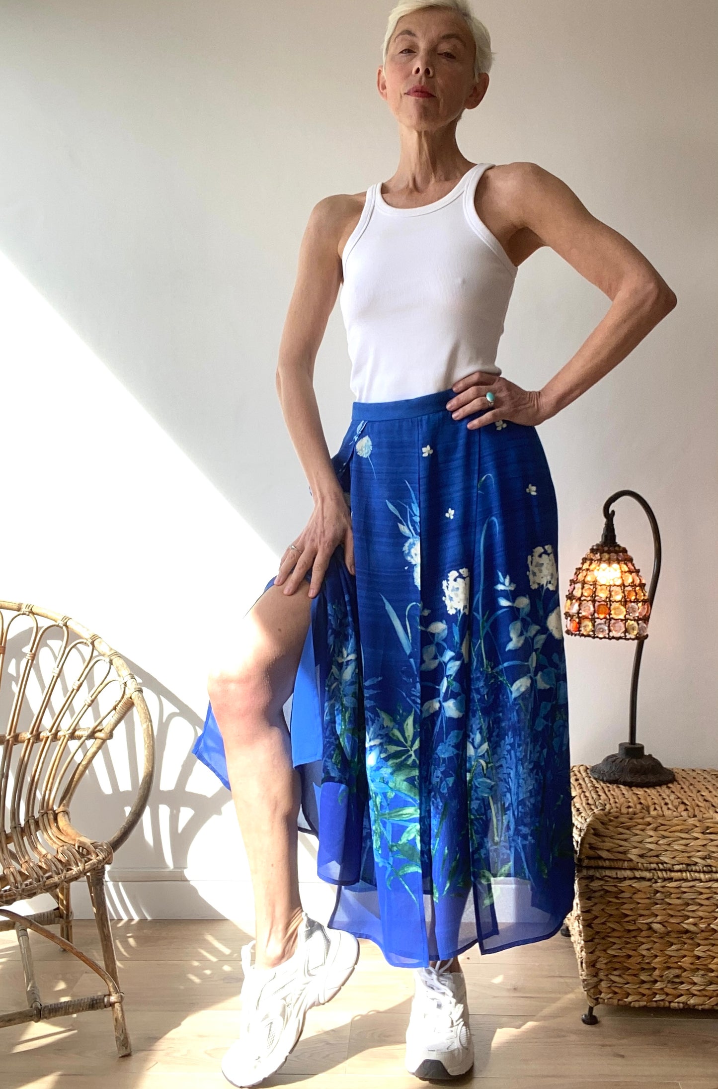 90s Blue dreaming Garden Skirt by French brand since 1889 Weill /M/