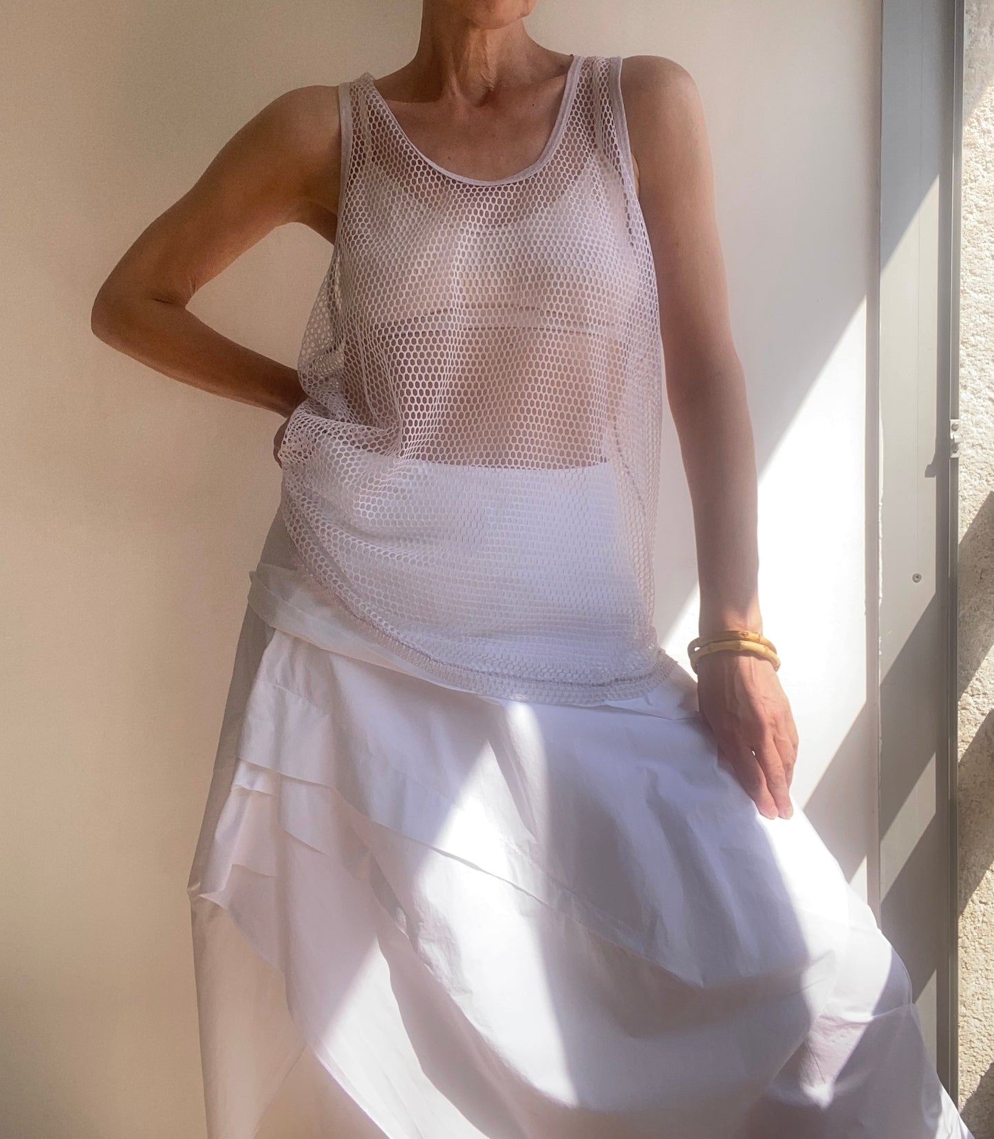 Superbe filet de pêche Top débardeur en coton transparent maille unisexe