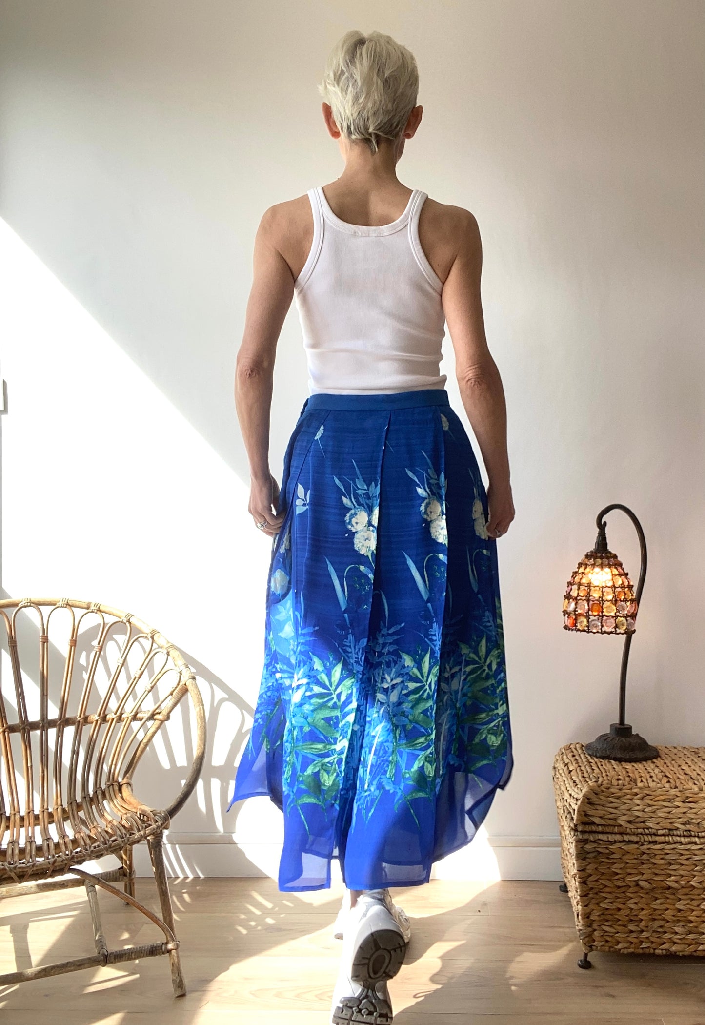 90s Blue dreaming Garden Skirt by French brand since 1889 Weill /M/