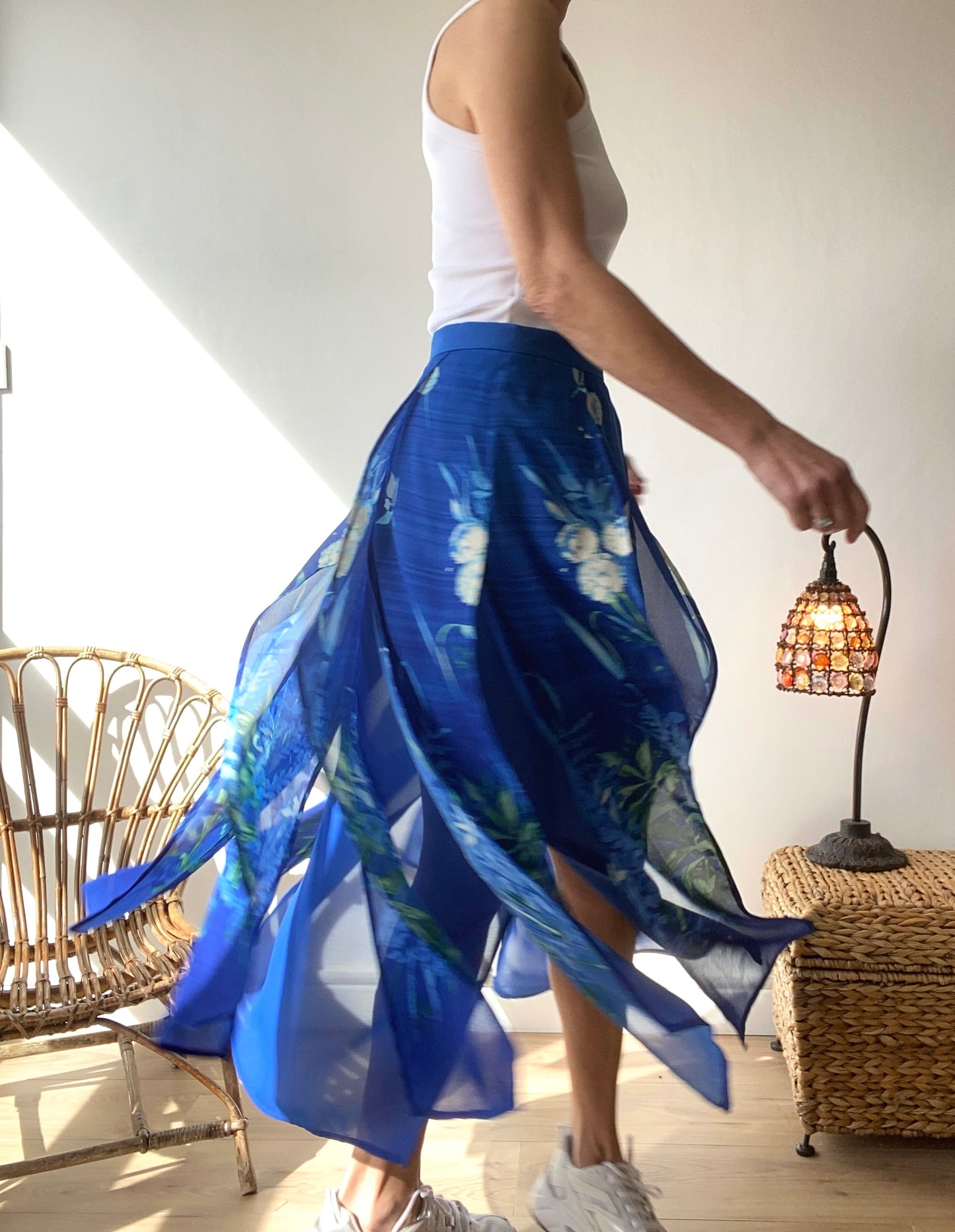 90s Blue dreaming Garden Skirt by French brand since 1889 Weill /M/