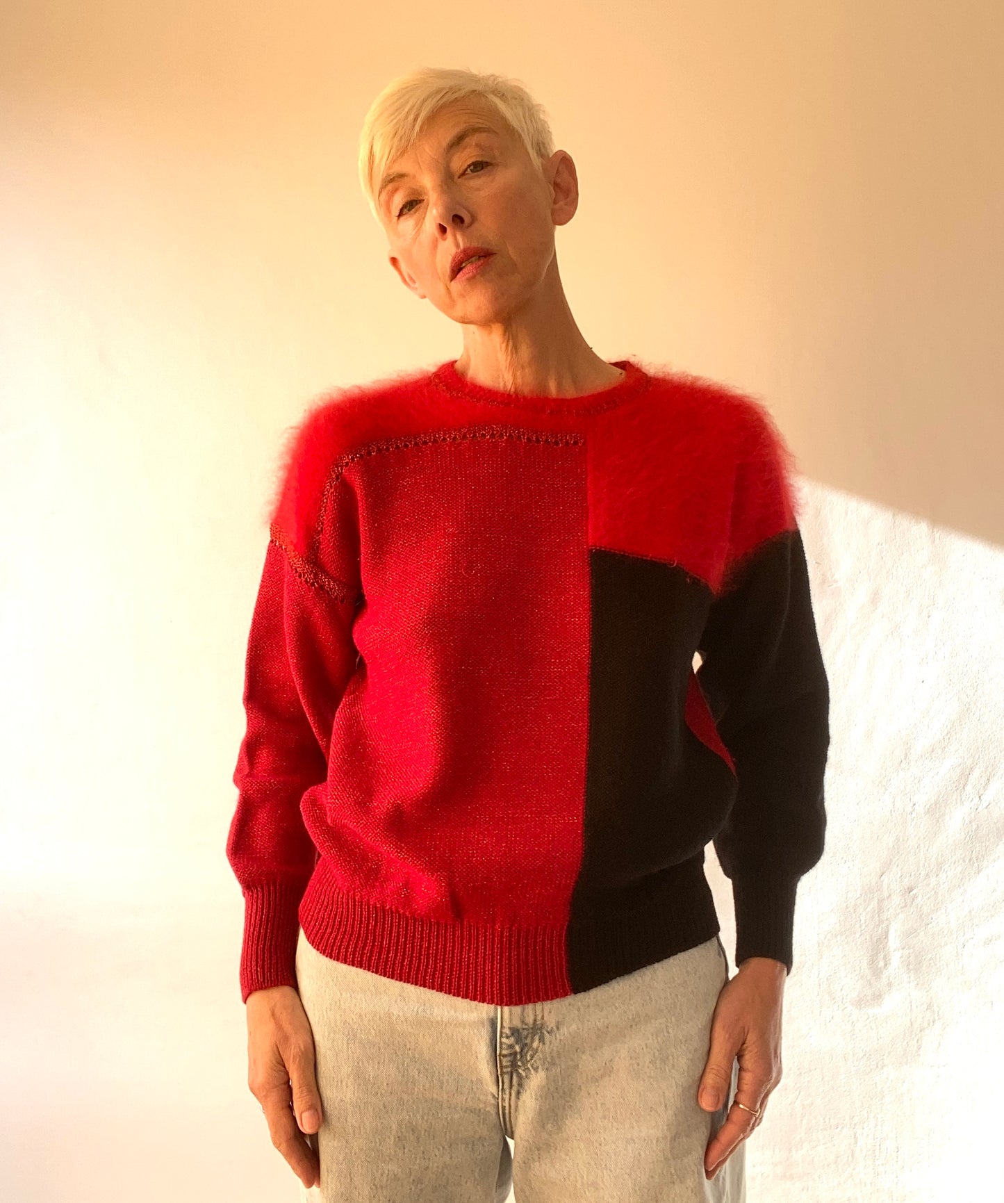 90s Angora Wool lurex Hand knitted Pullover "Anny Blatt"