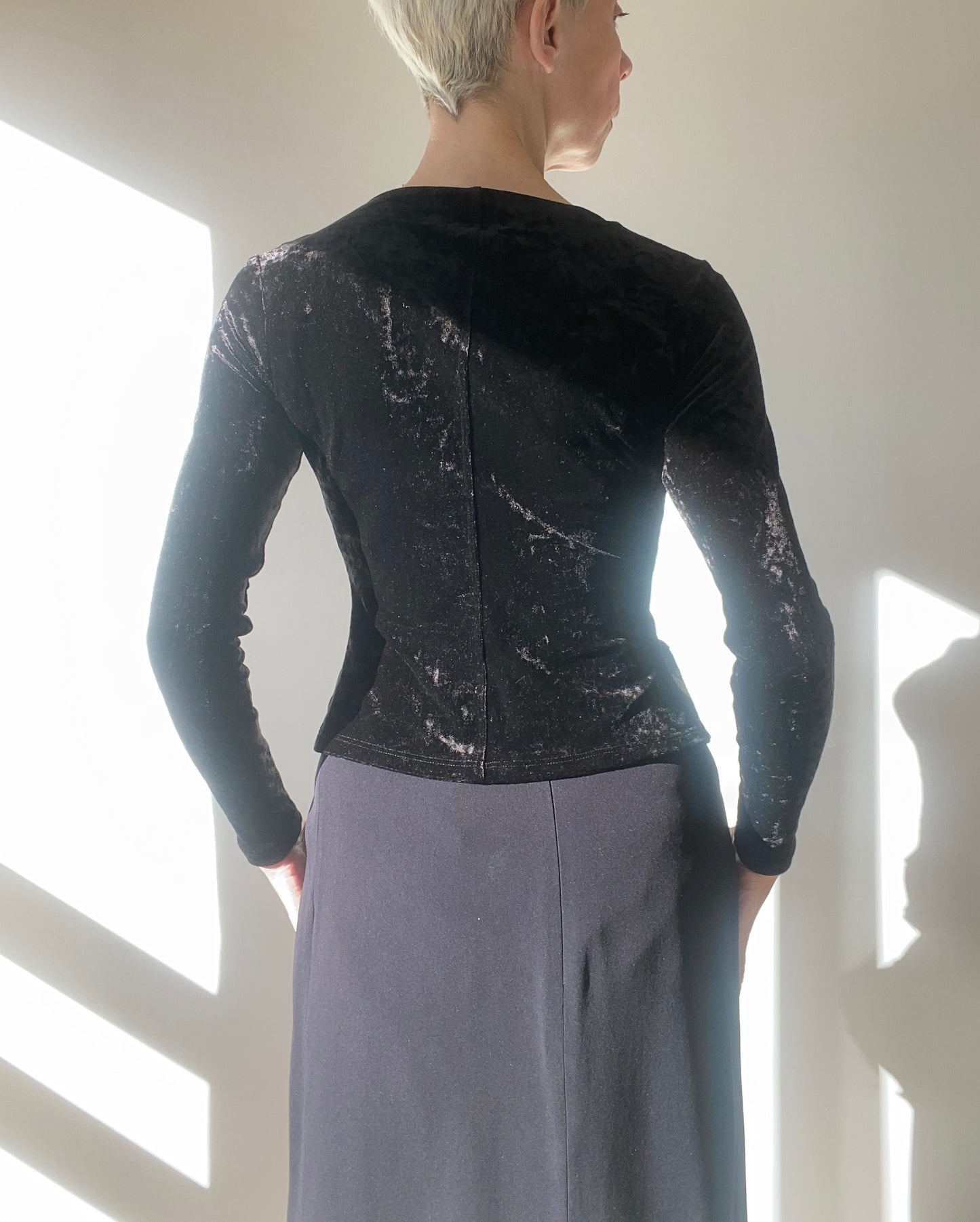 90s « Étincelle » Paris Velvet Embroidered Top