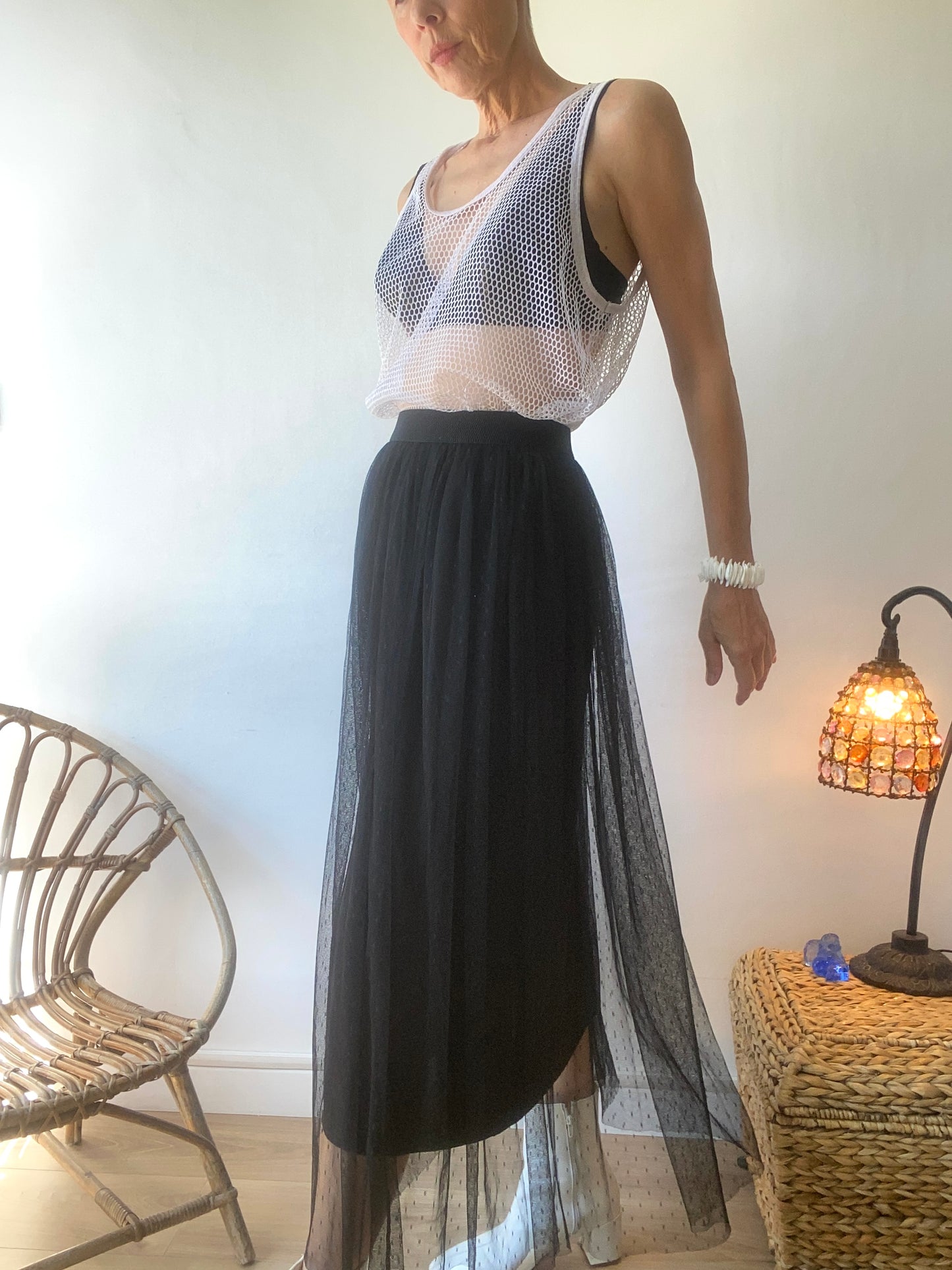 Maxi jupe en tulle plumetis