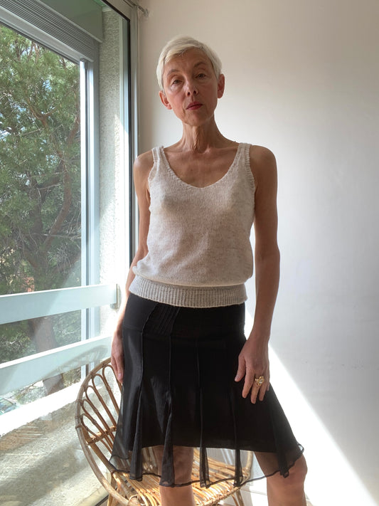 Soft knit nice cream Top