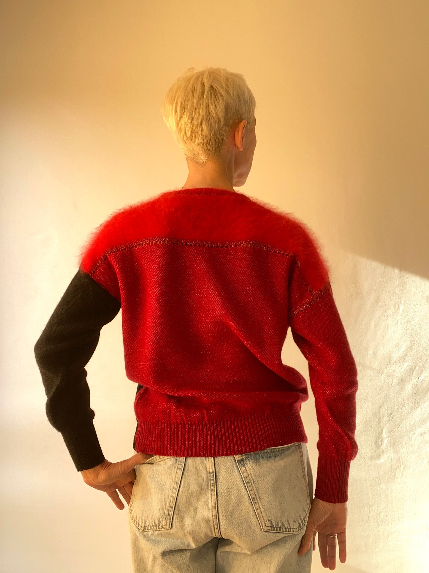 90s Angora Wool lurex Hand knitted Pullover "Anny Blatt"