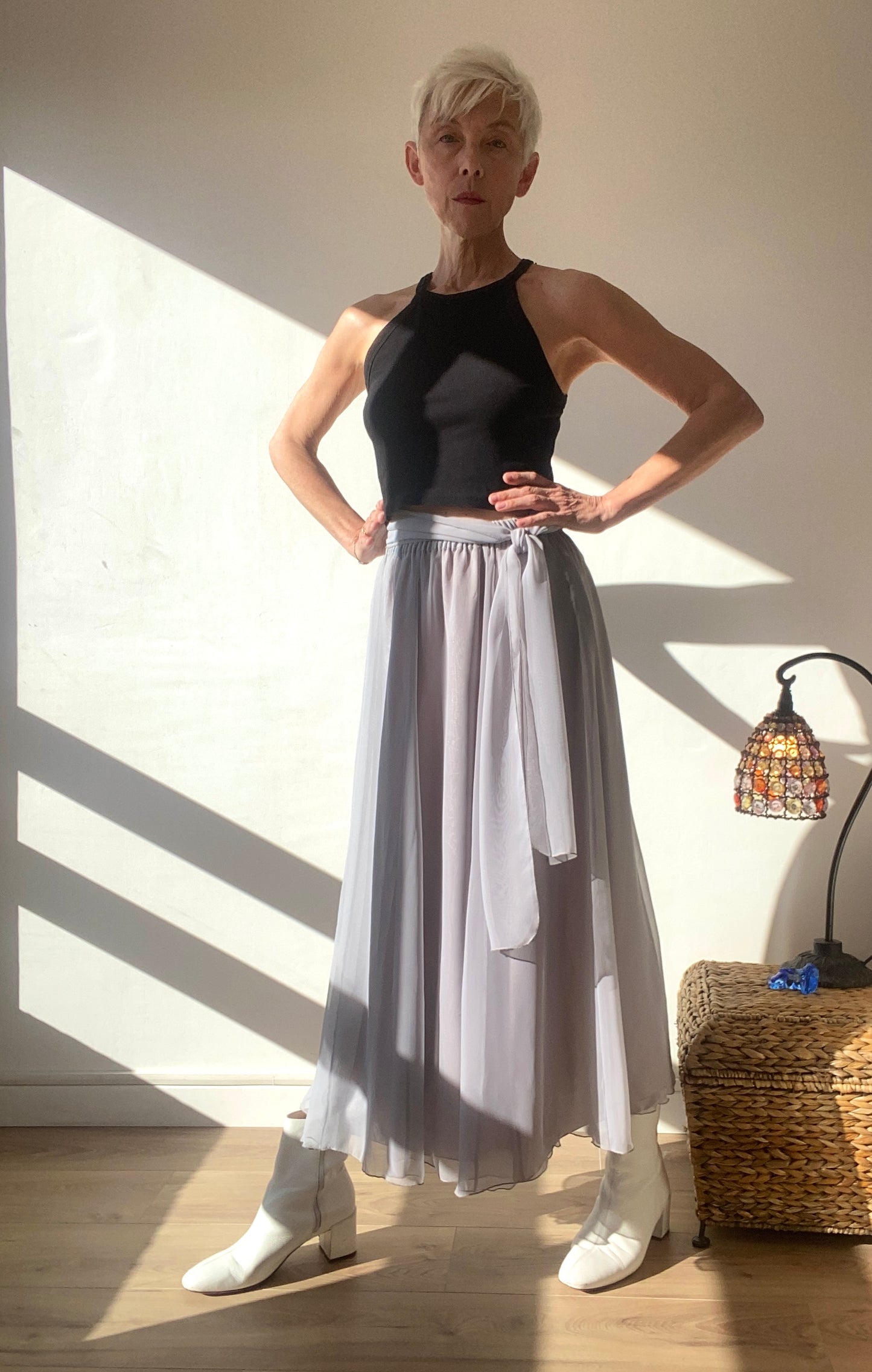 90s Transparent chiffon Maxi Romantic Skirt