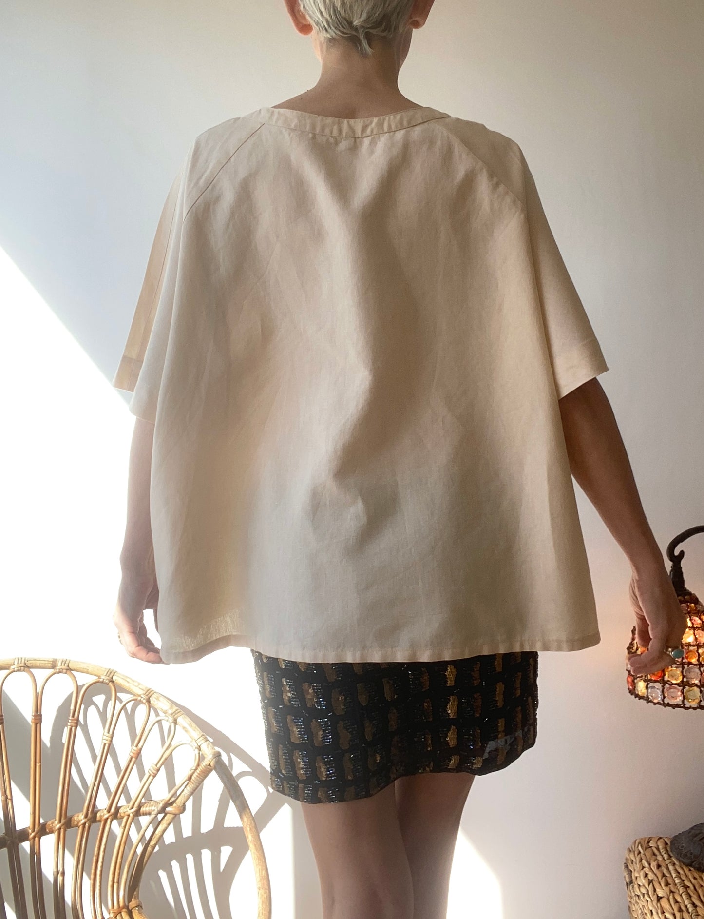 Minimalist Linen & Cotton straw color Blouse