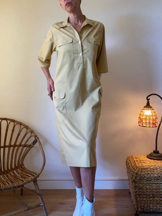 90s Cacharel Magnificent Cotton Safari Dress