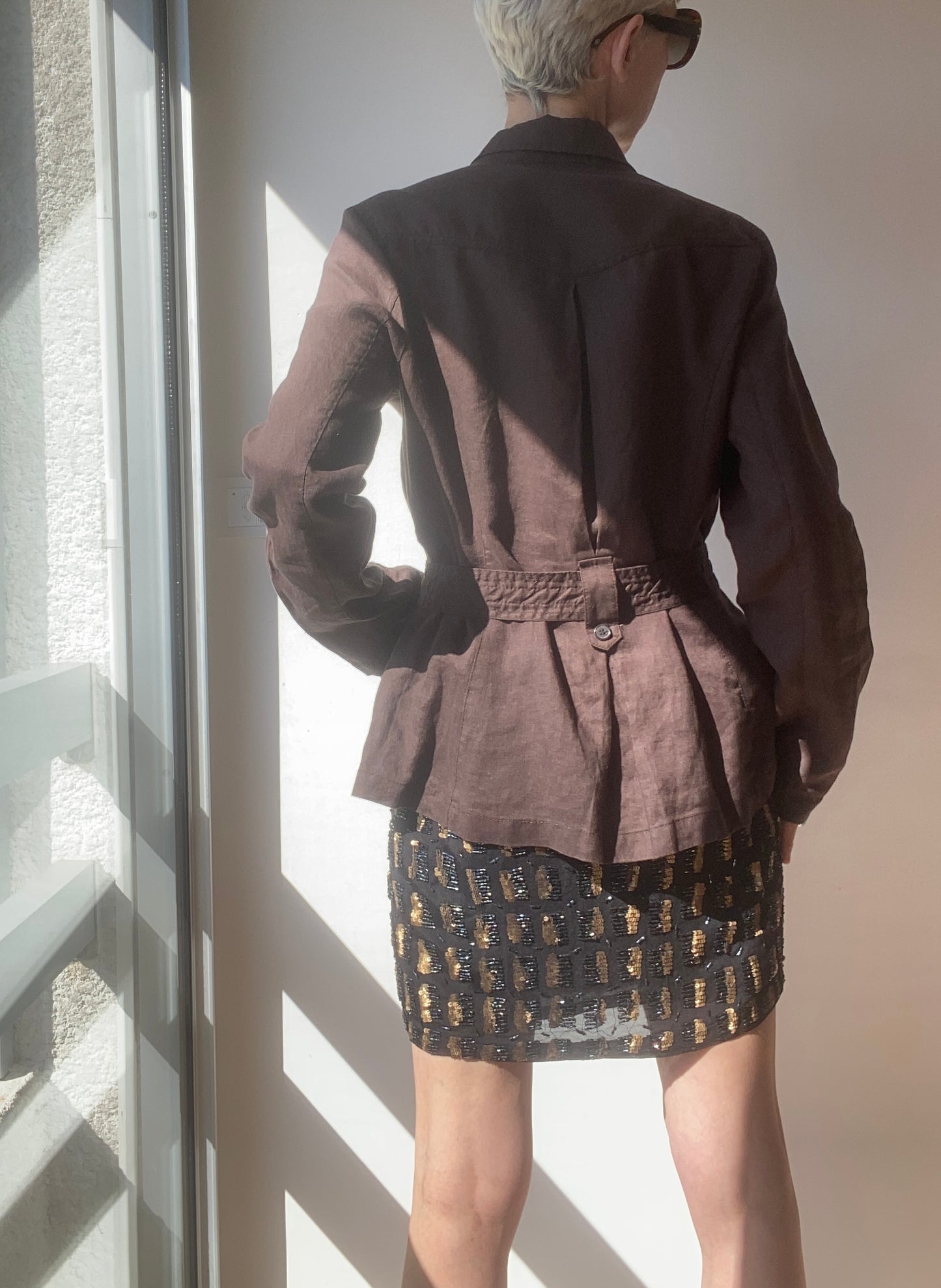 90s Elegant Linen Safari Jacket