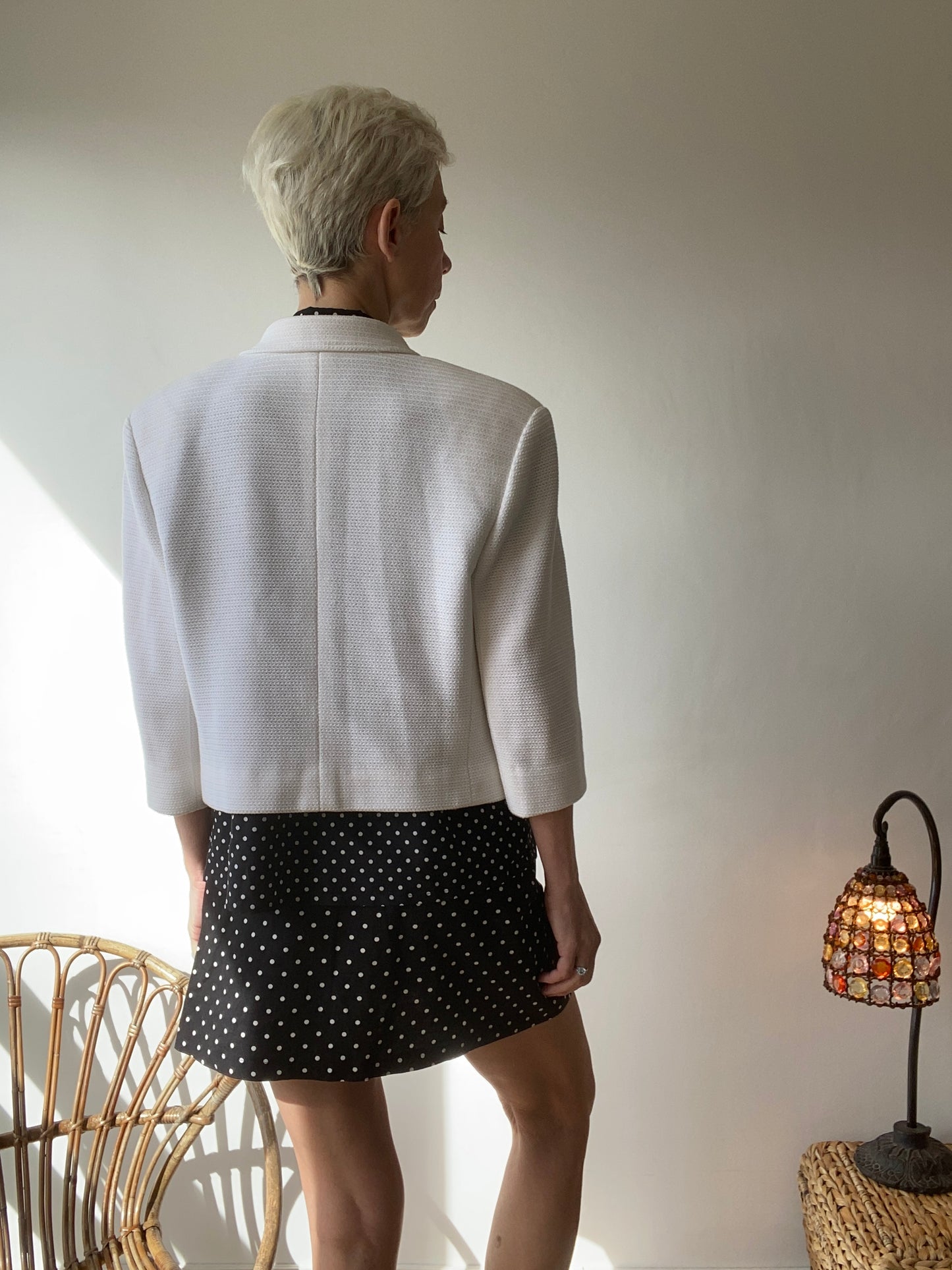 90s White short Chic blazer Golden buttons