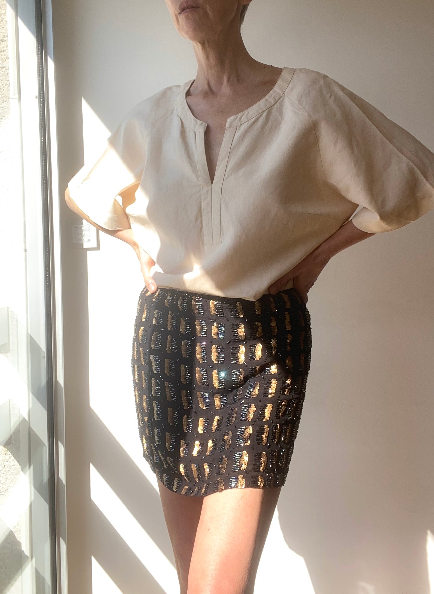 90s "Antik Batik" magical Sequins embroidered Mini Skirt