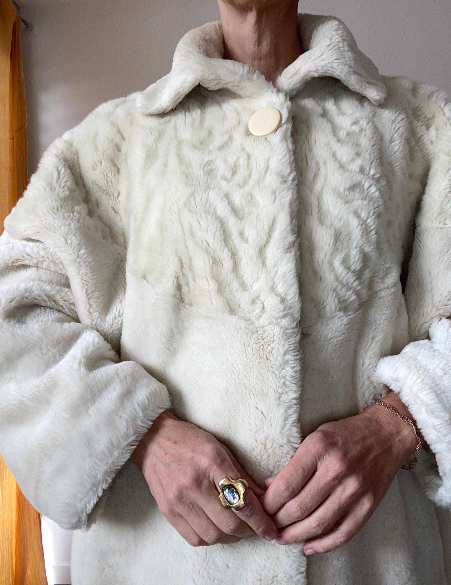 90s White cloud Made in France Faux fur Coat