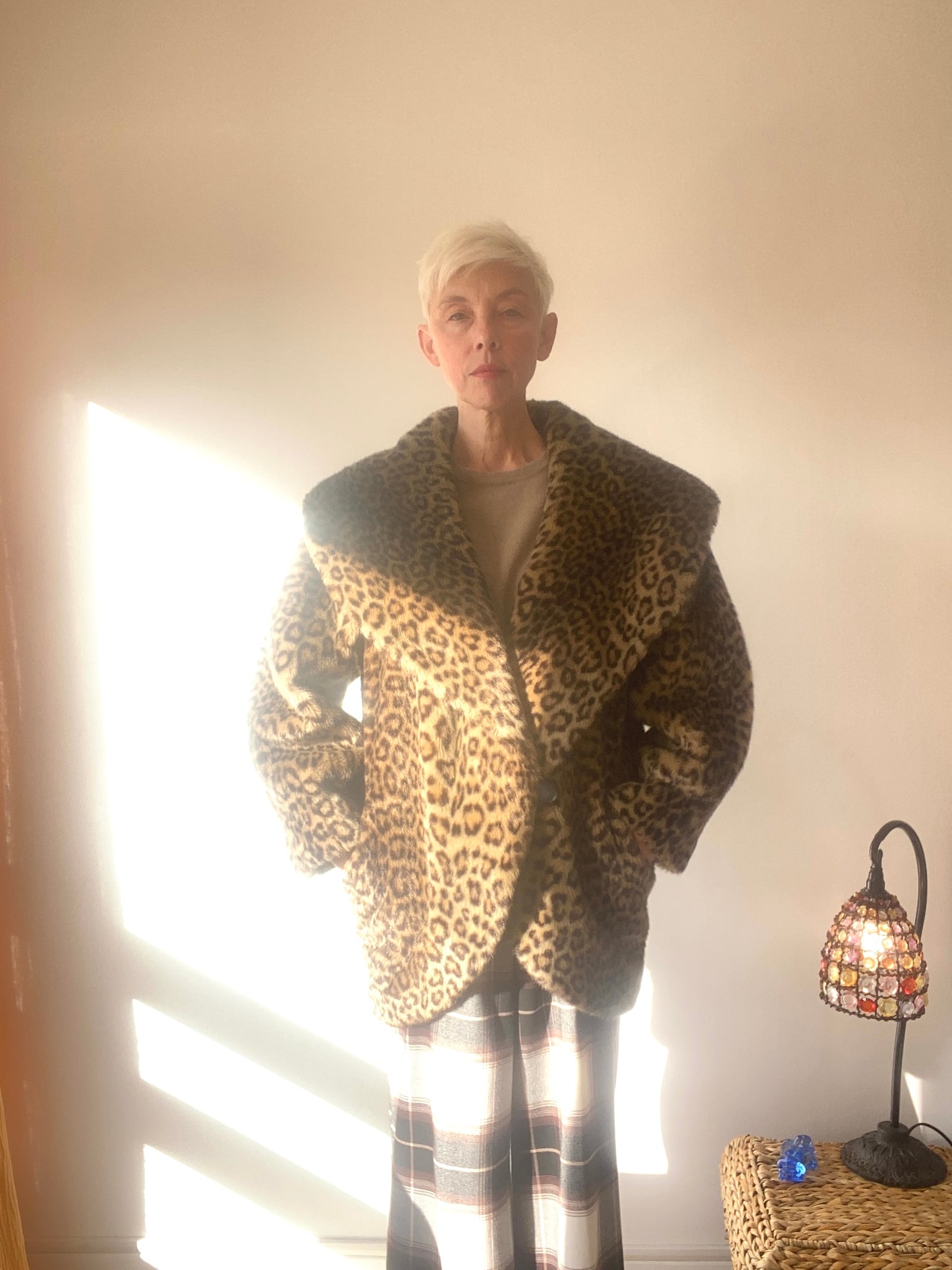 90s Léopard Faux fur Coat Made in France