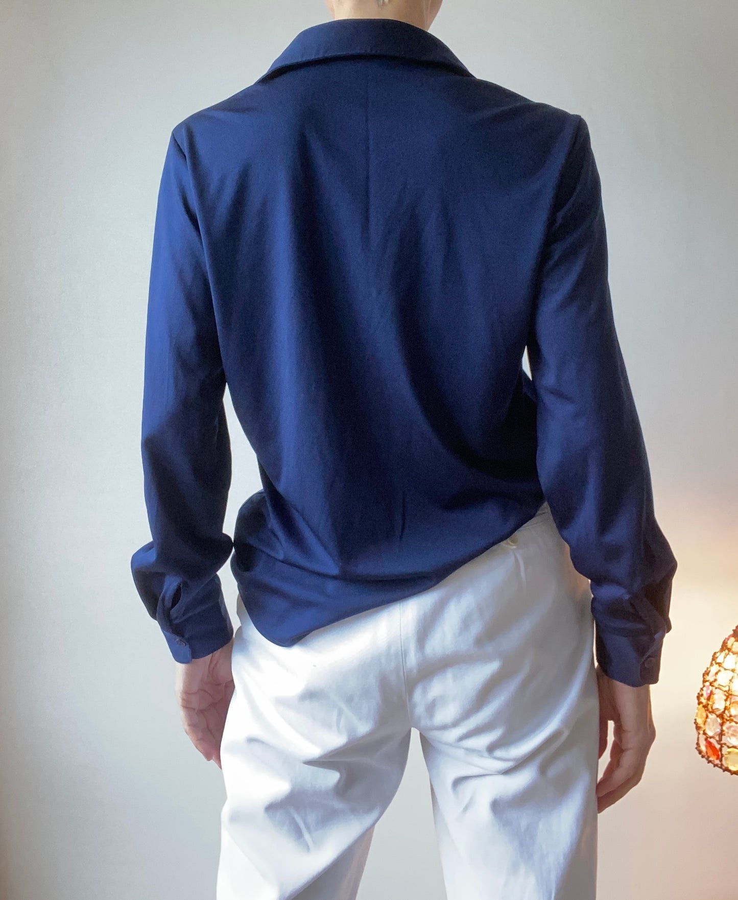 70s French boutique Navy Soft Blouse