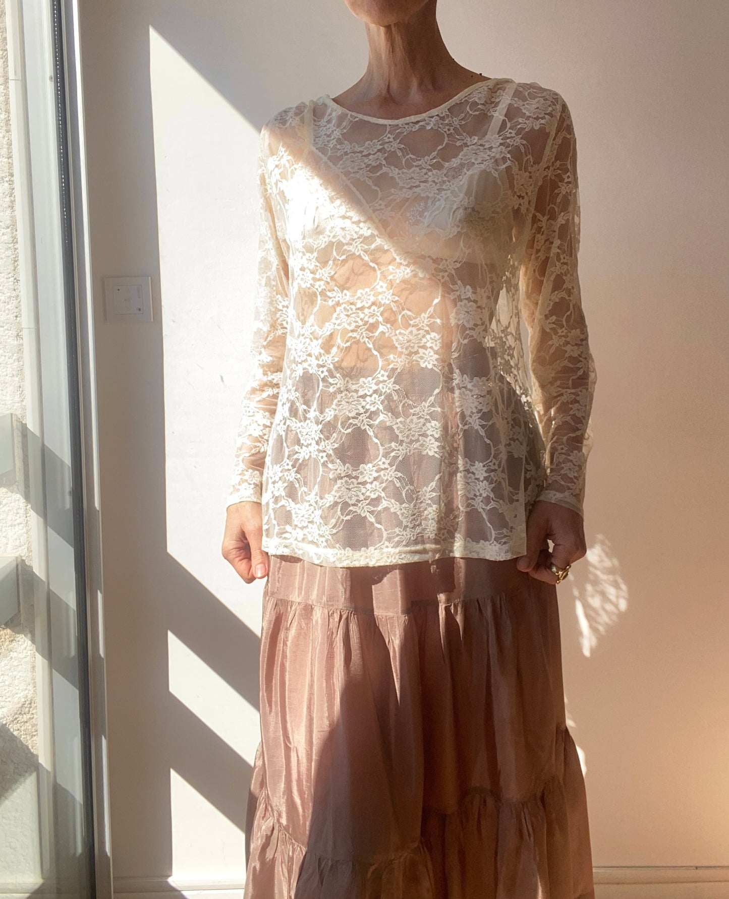 90s Cream dream Longsleeves Lace Top