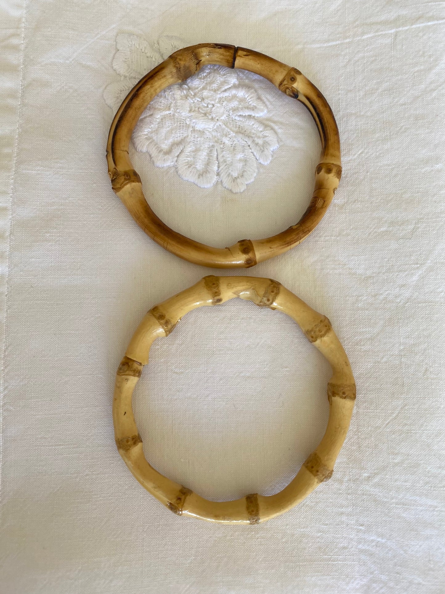 Rare! Magnifique Paire de Bracelets en bois de Bambou vernis Travail artisanal