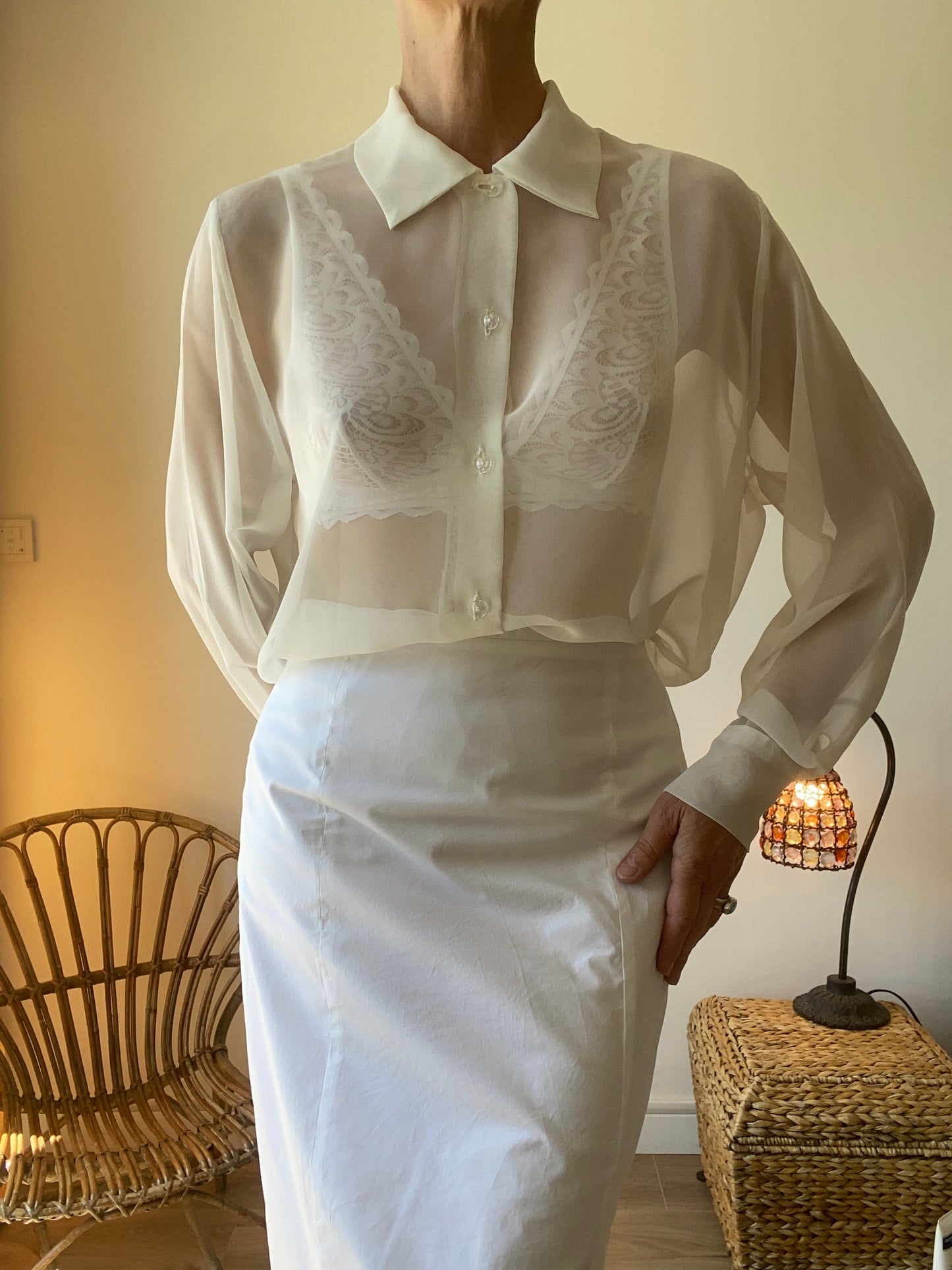 90s Made in France Extraordinaire Chemise oversize transparente