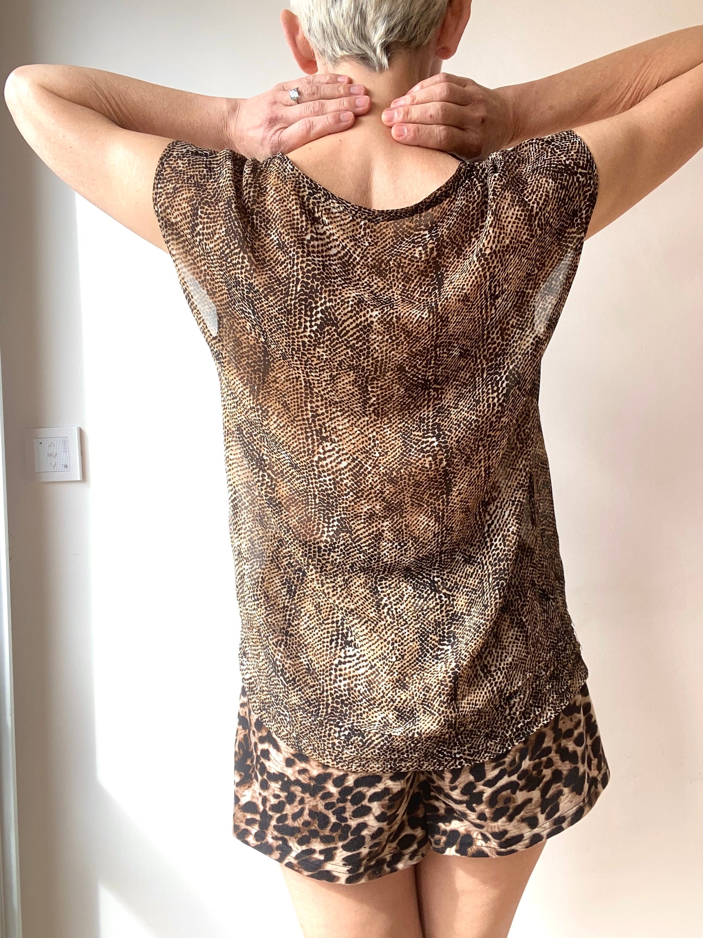 90s animal sheer Top with snake print