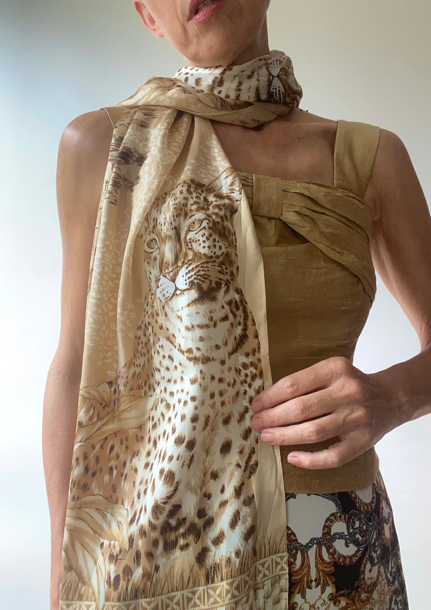 Foulard écharpe en mousseline Imprimé léopard