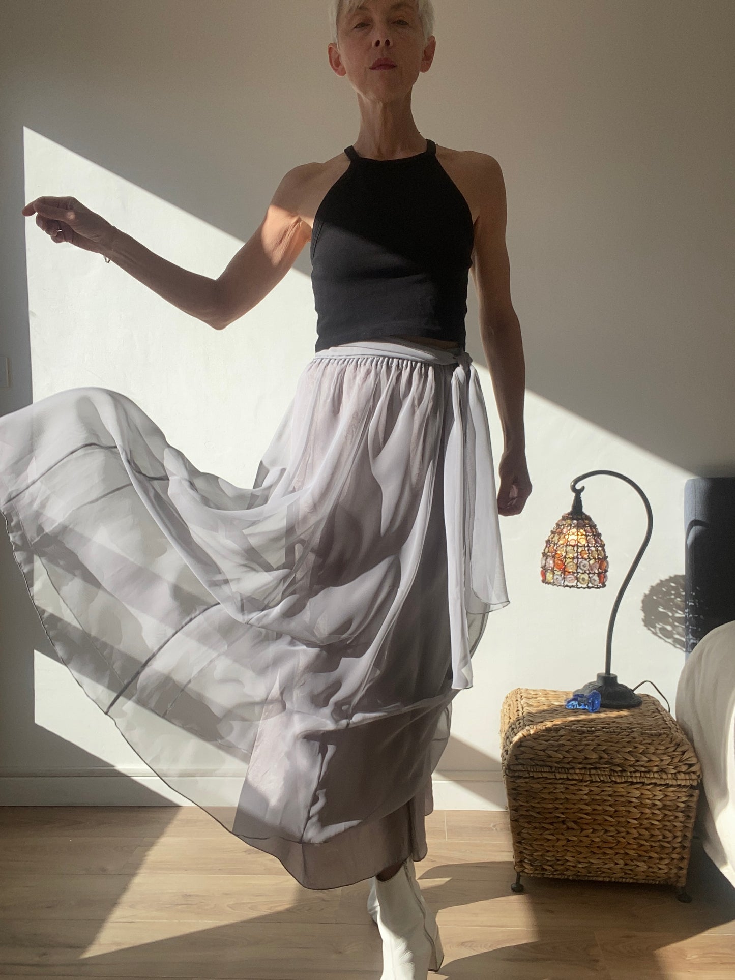 90s Transparent chiffon Maxi Romantic Skirt