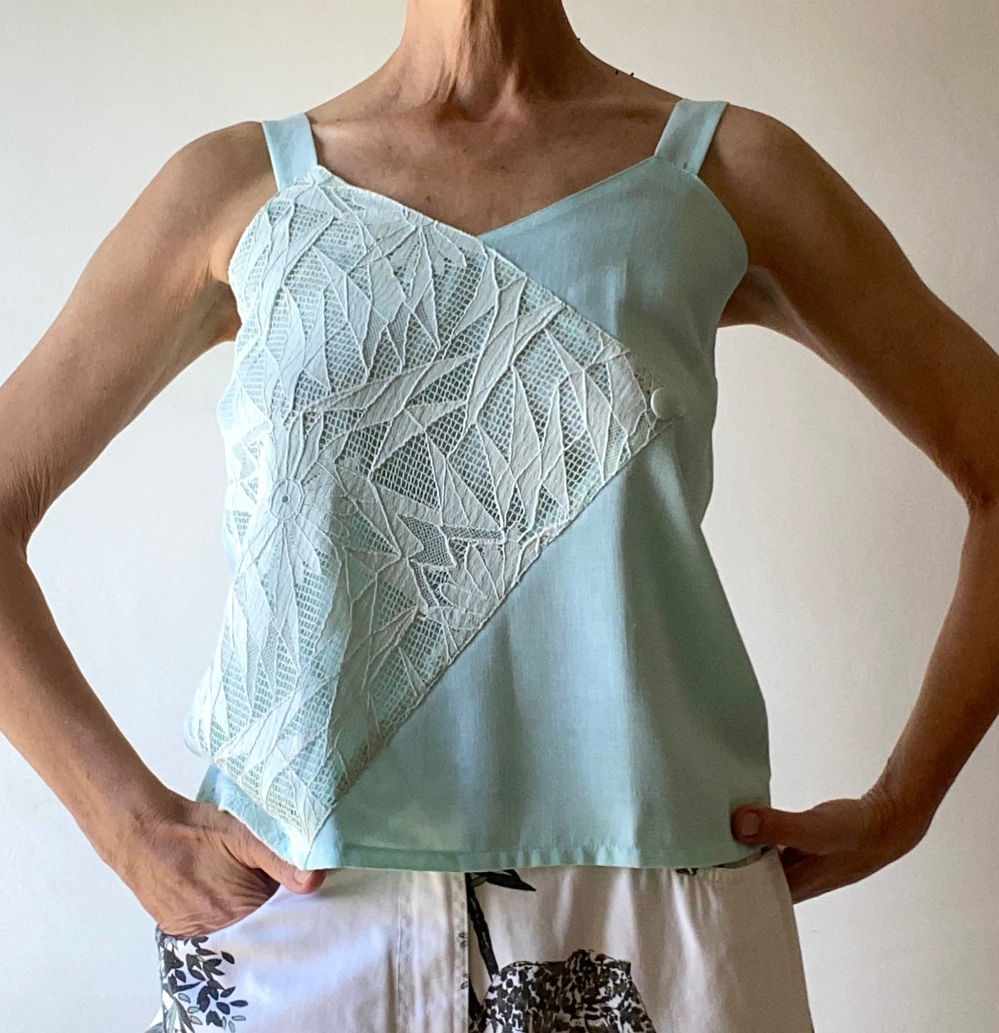 70s Baby Blue Top Made in France