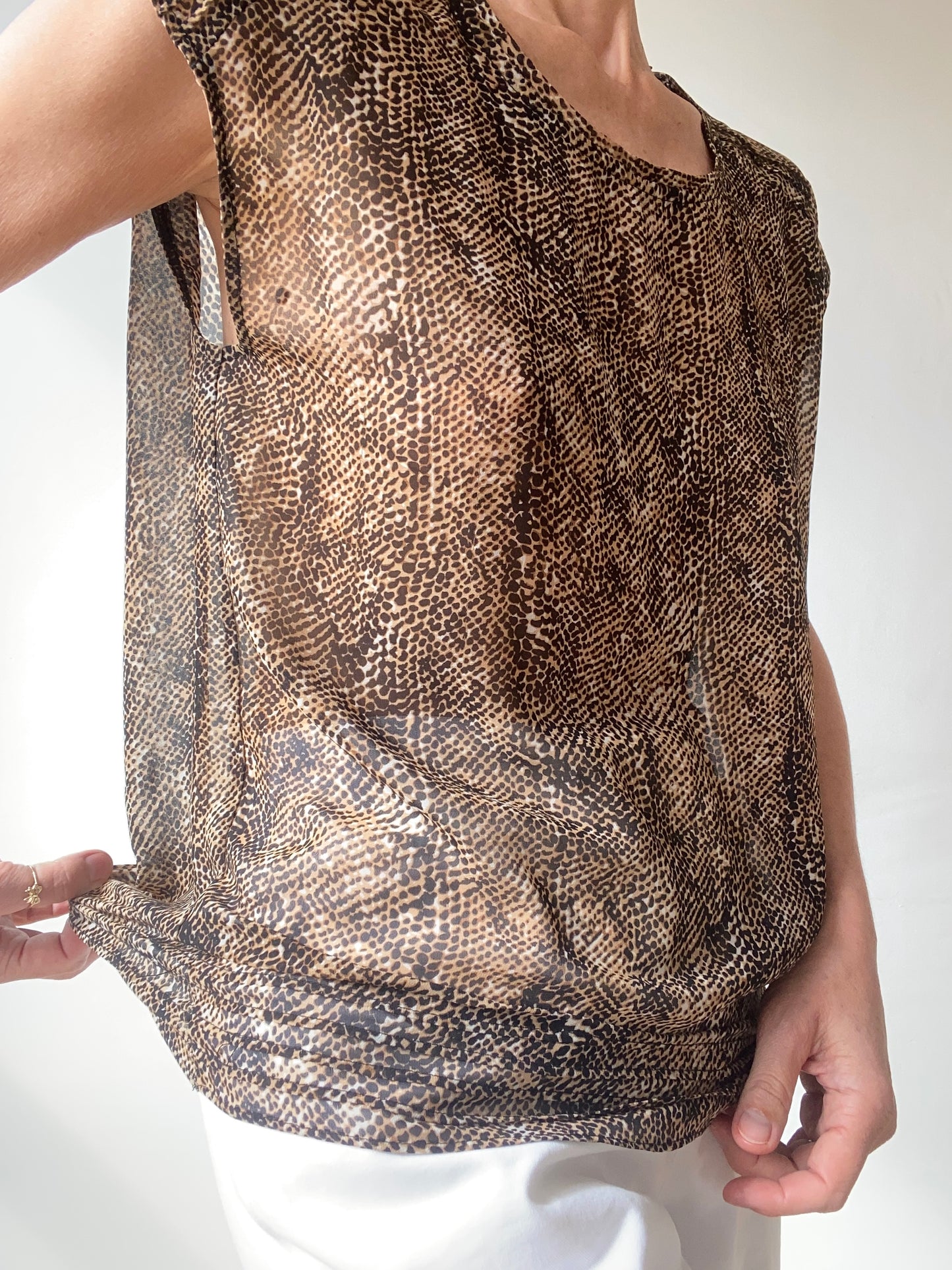 90s animal sheer Top with snake print