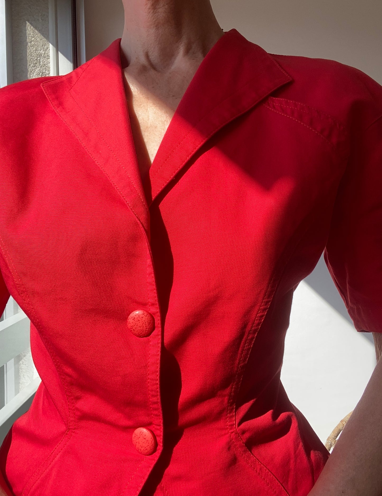 80s Thierry Mugler True red Cotton jacket