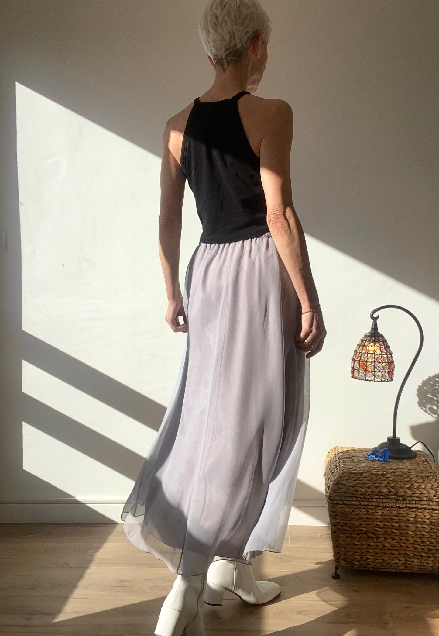 90s Transparent chiffon Maxi Romantic Skirt