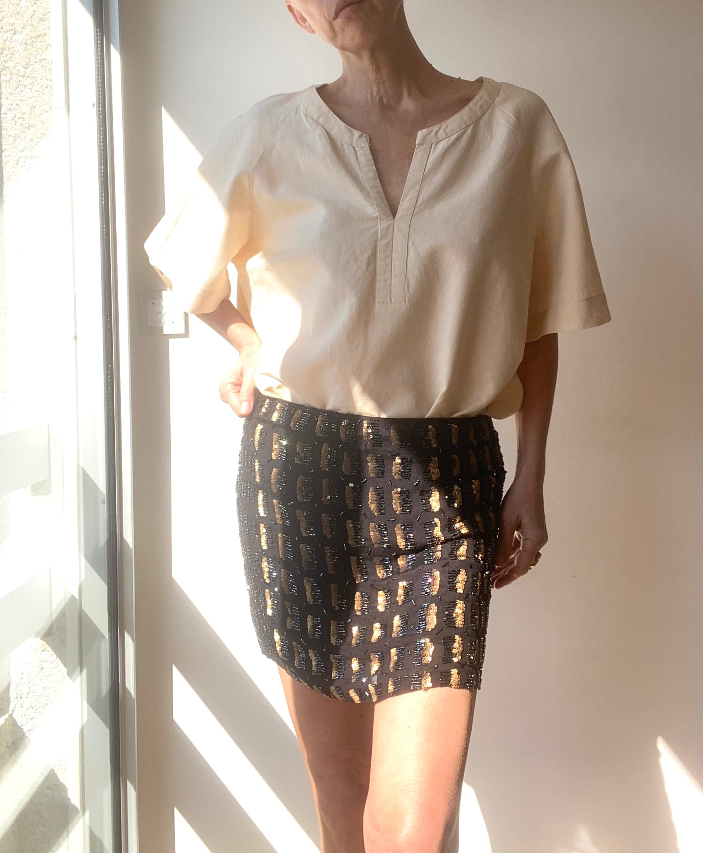 90s "Antik Batik" magical Sequins embroidered Mini Skirt