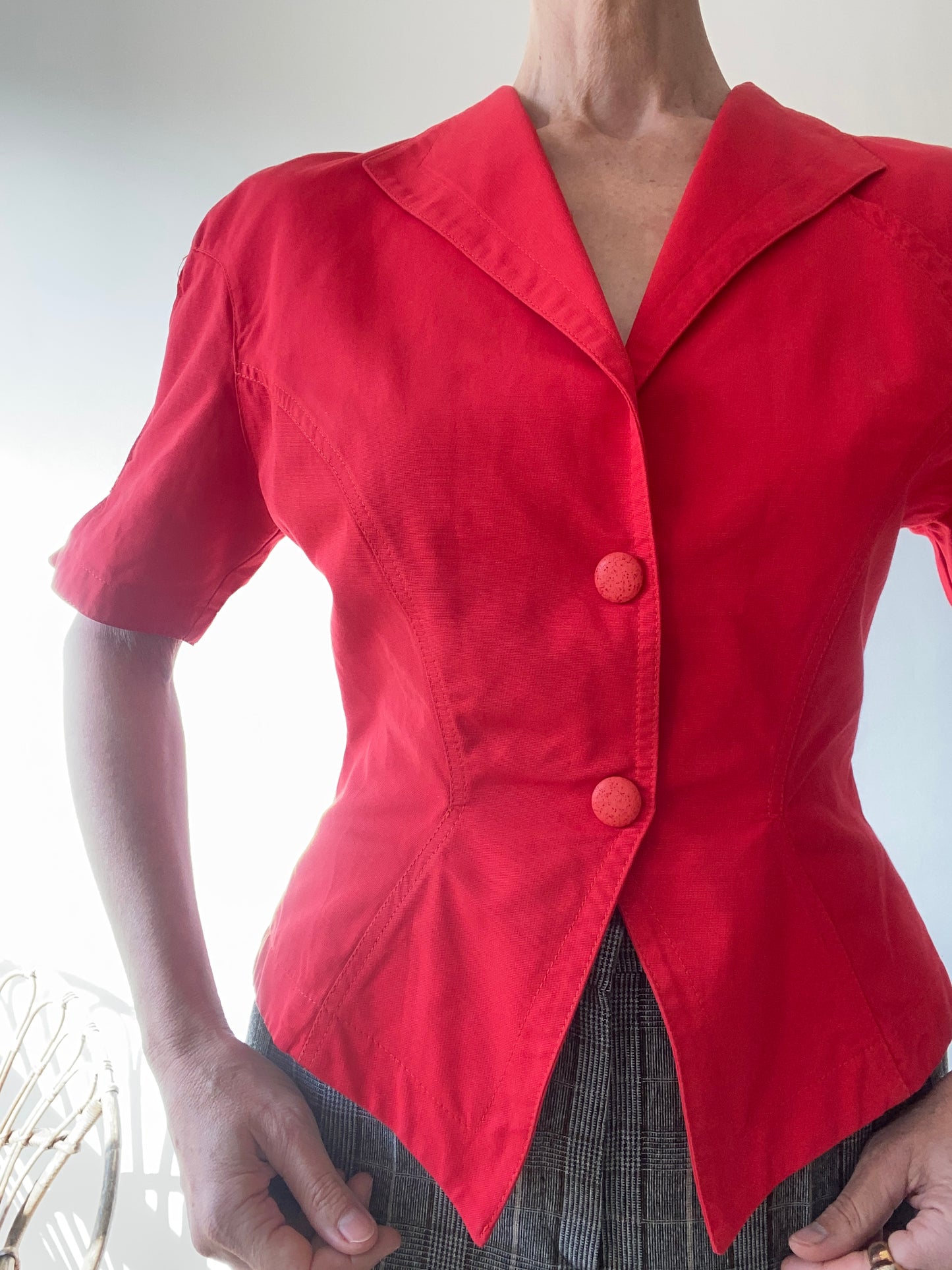 80s Thierry Mugler True red Cotton jacket