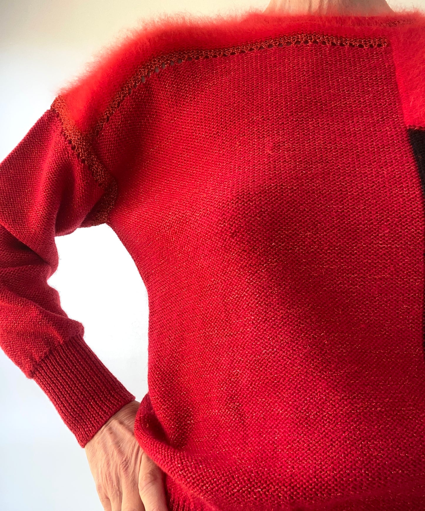 90s Angora Wool lurex Hand knitted Pullover "Anny Blatt"