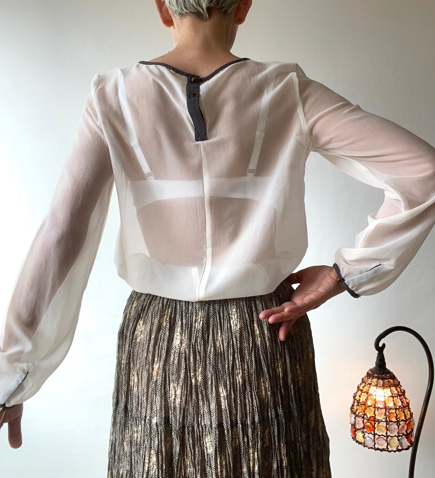 90s transparent pleated lovely blouse