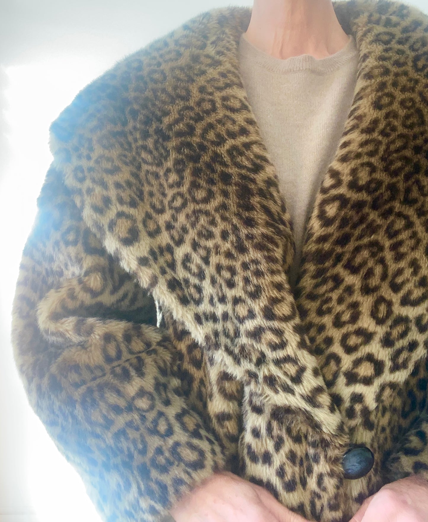 90s Léopard Faux fur Coat Made in France