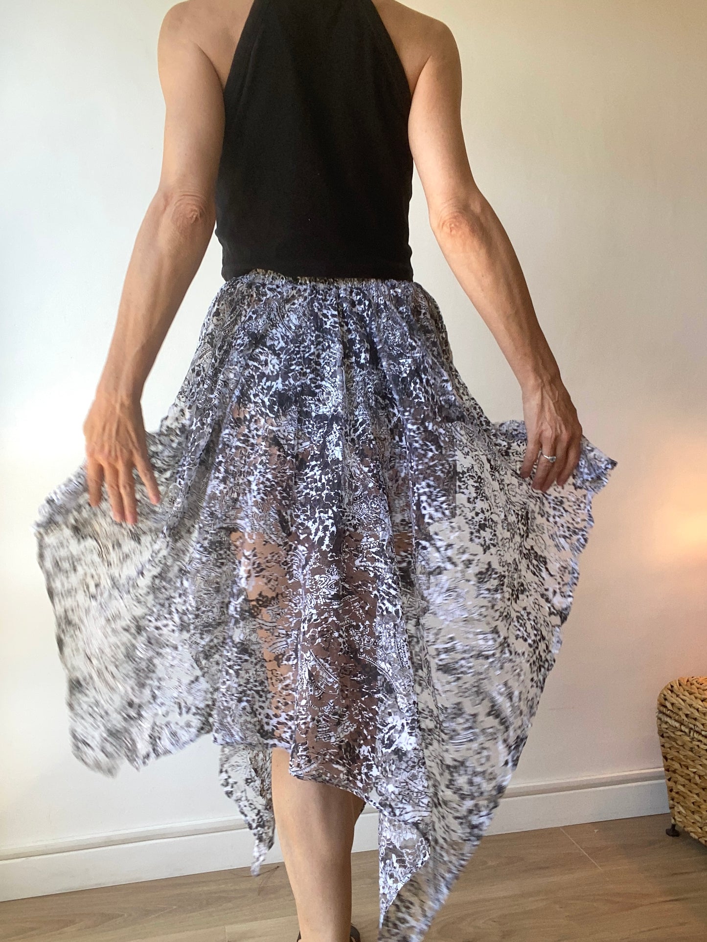 90s très originale jupe-short en filet façon dentelle transparent