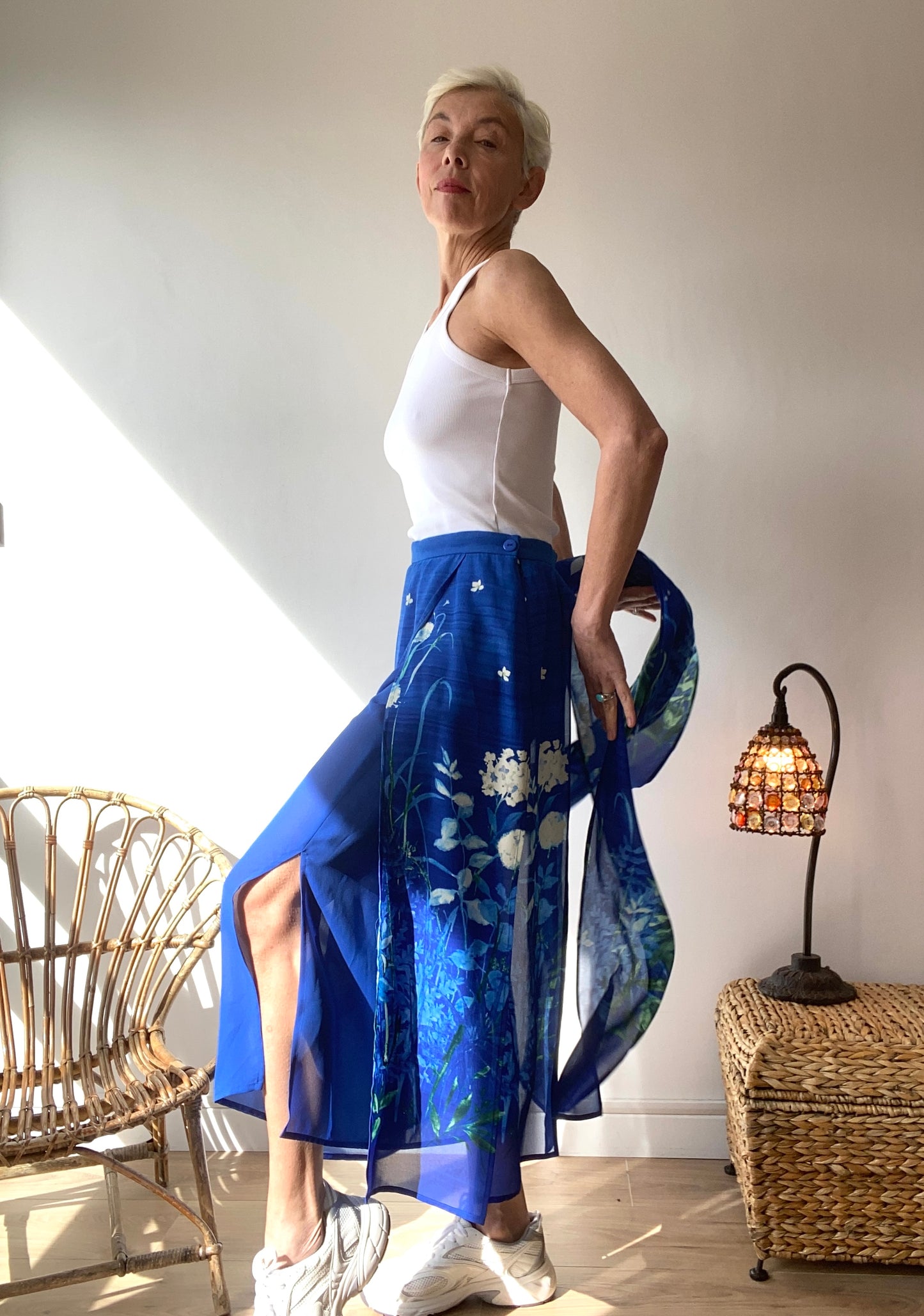 90s Blue dreaming Garden Skirt by French brand since 1889 Weill /M/