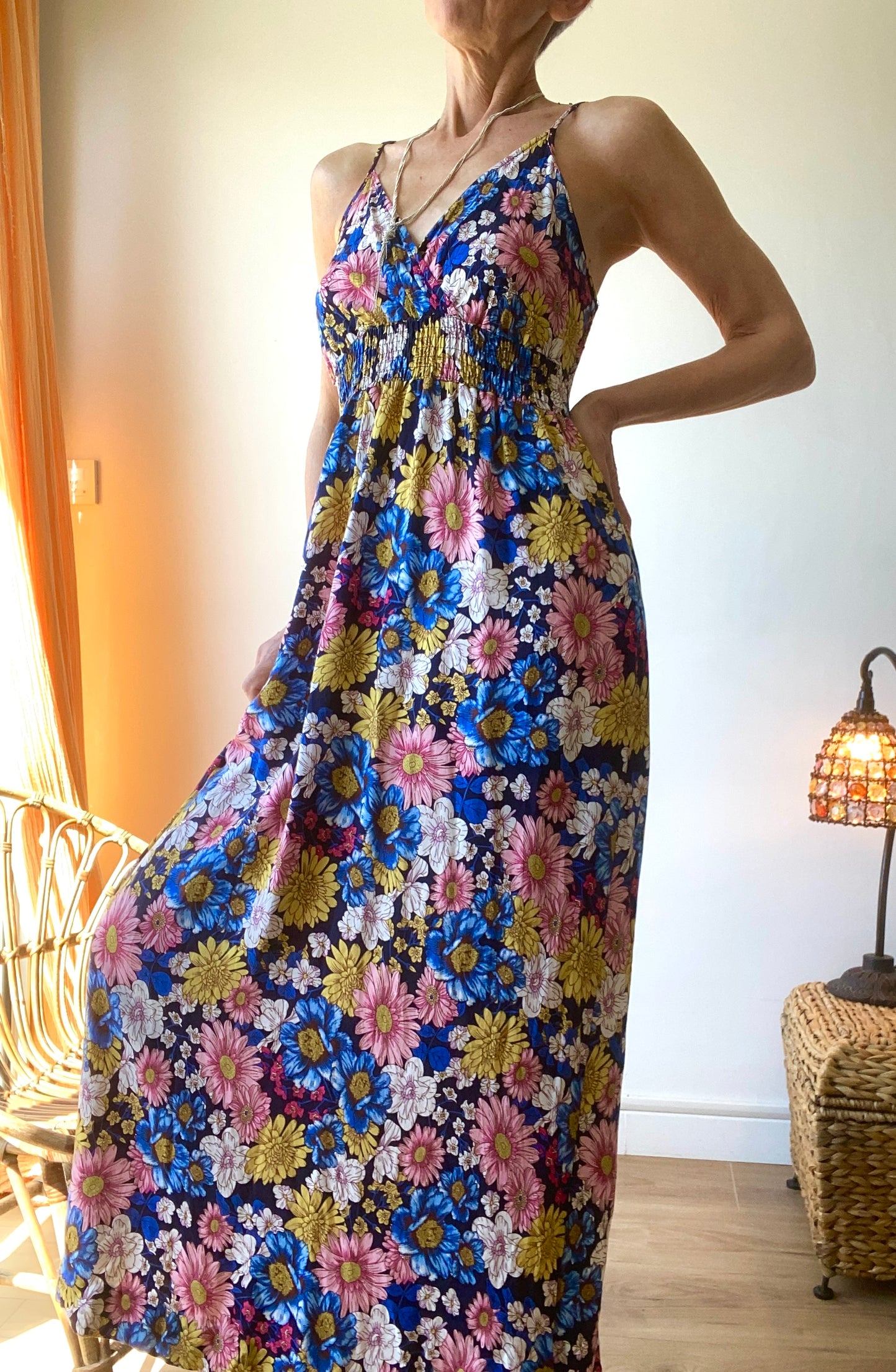 Délicieuse Robe dos nu bohème maxi florale