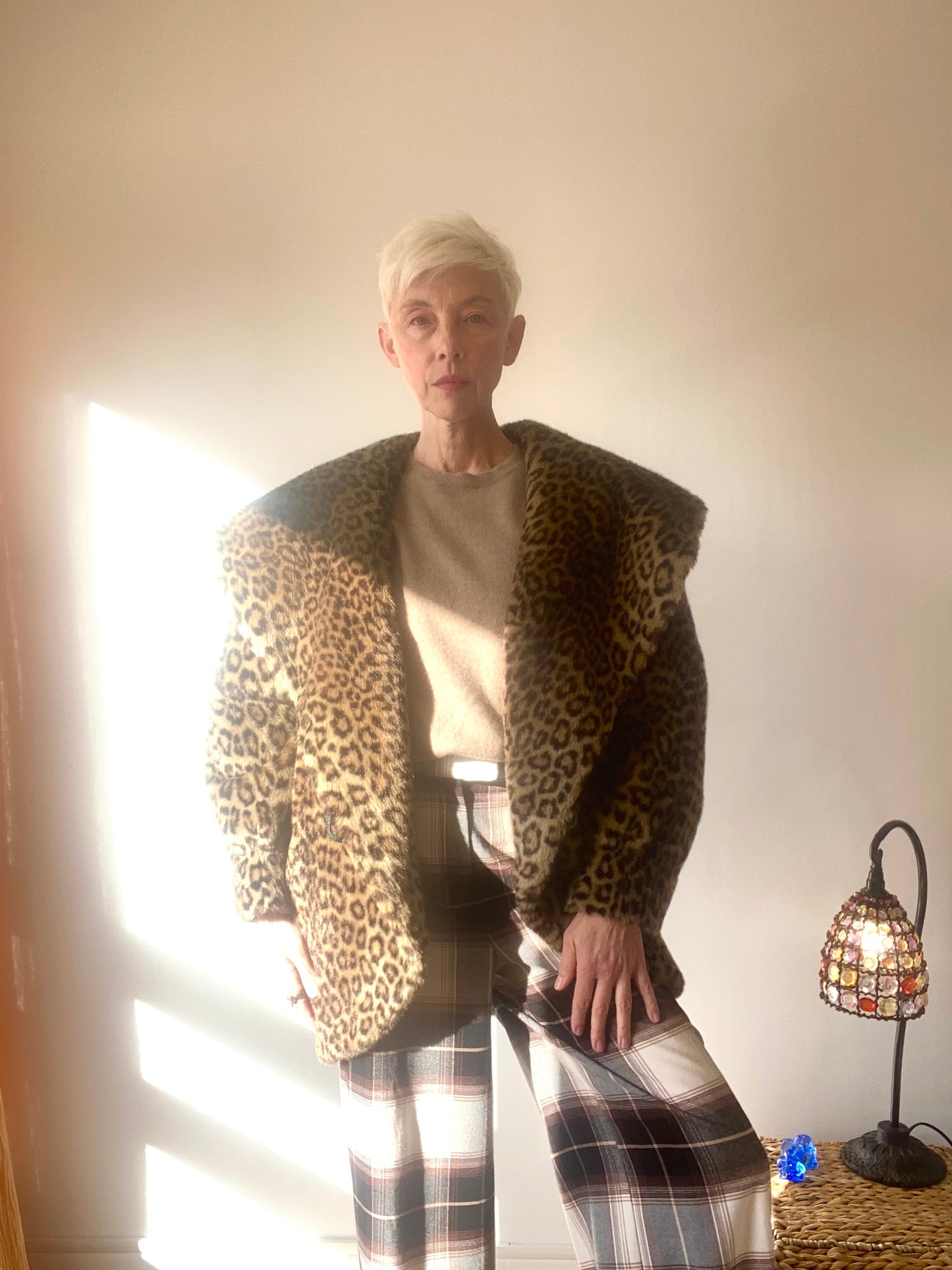 90s Léopard Faux fur Coat Made in France