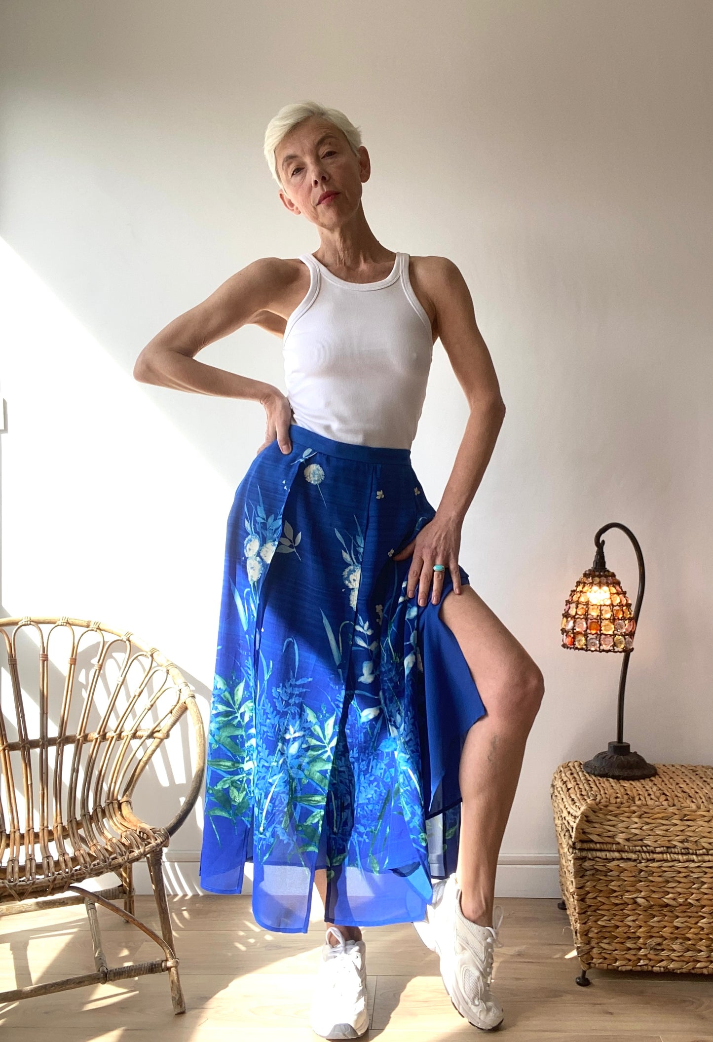 90s Blue dreaming Garden Skirt by French brand since 1889 Weill /M/